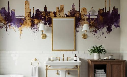 Dublin Ireland Skyline Purple & Gold