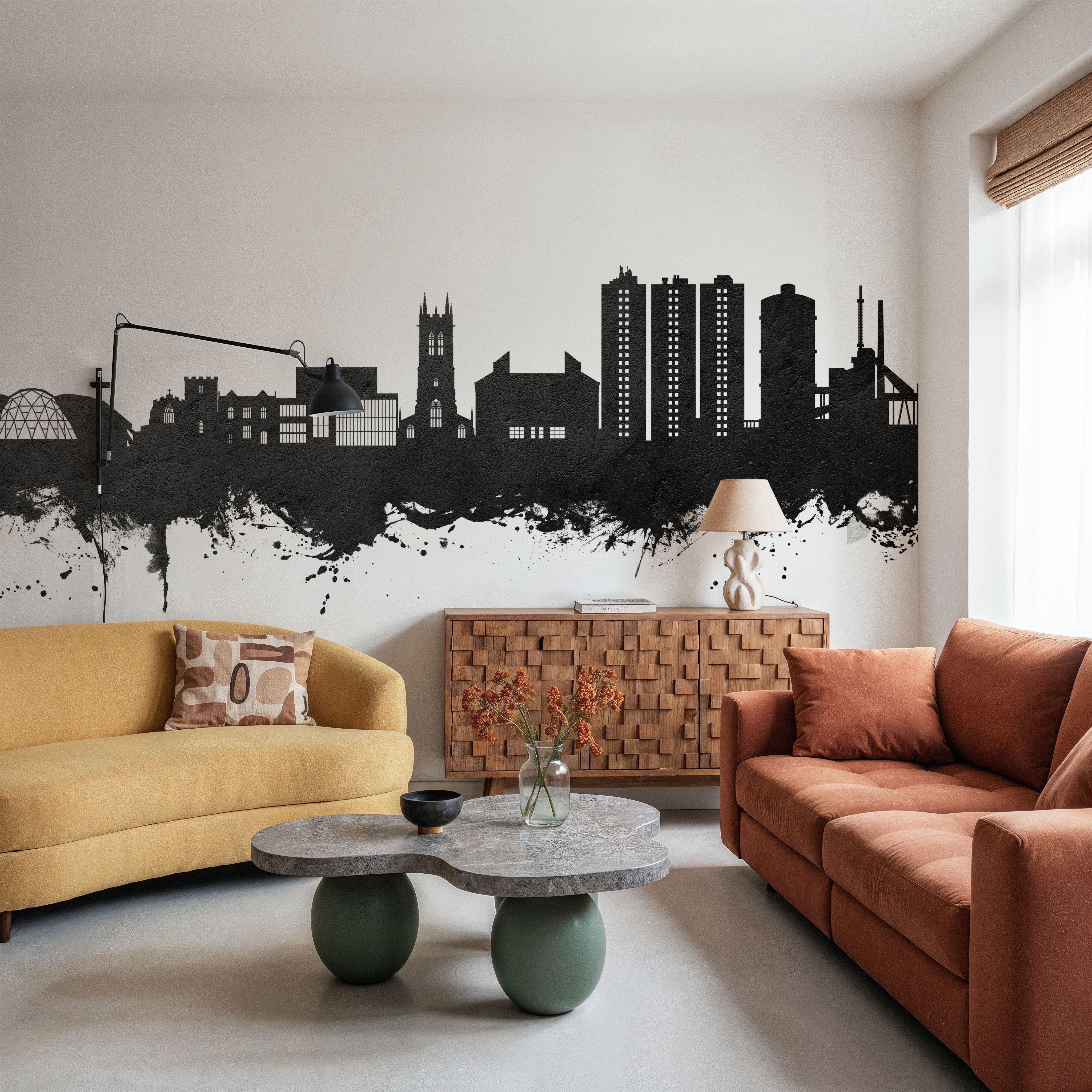 Scunthorpe England Skyline Black & White