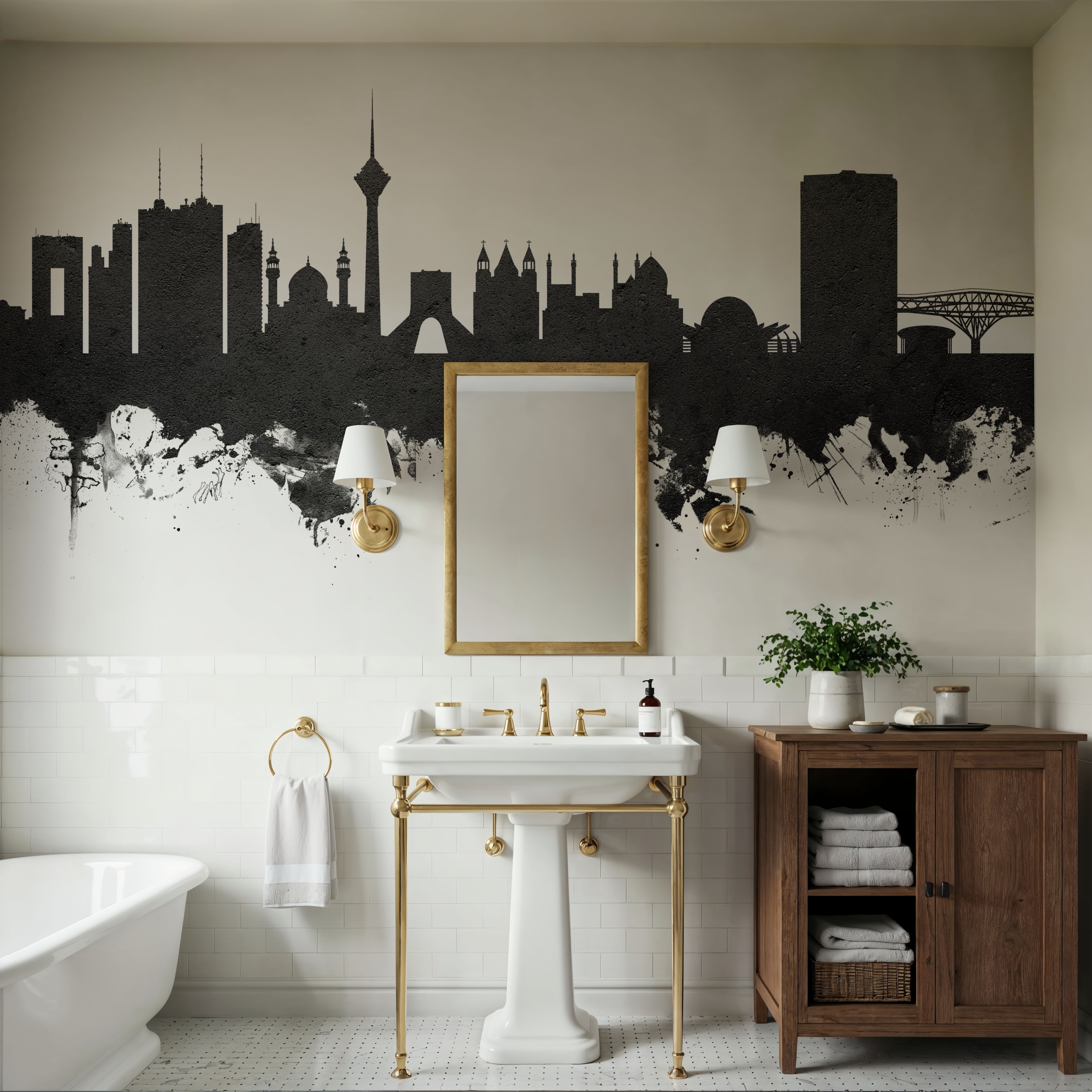 Tehran Iran Skyline Black & White