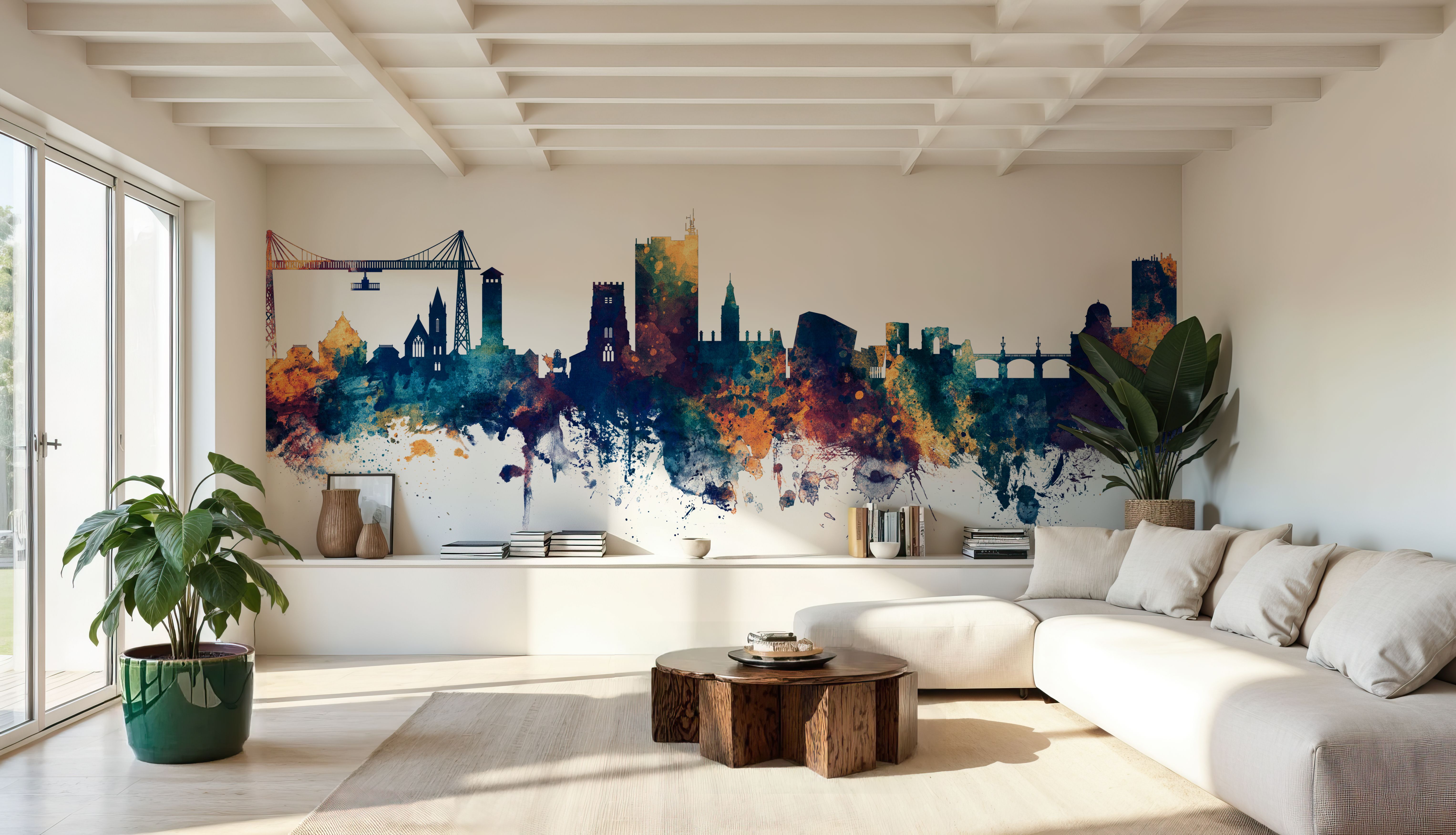 Newport Wales Skyline Blue & Bronze, Wallpaper