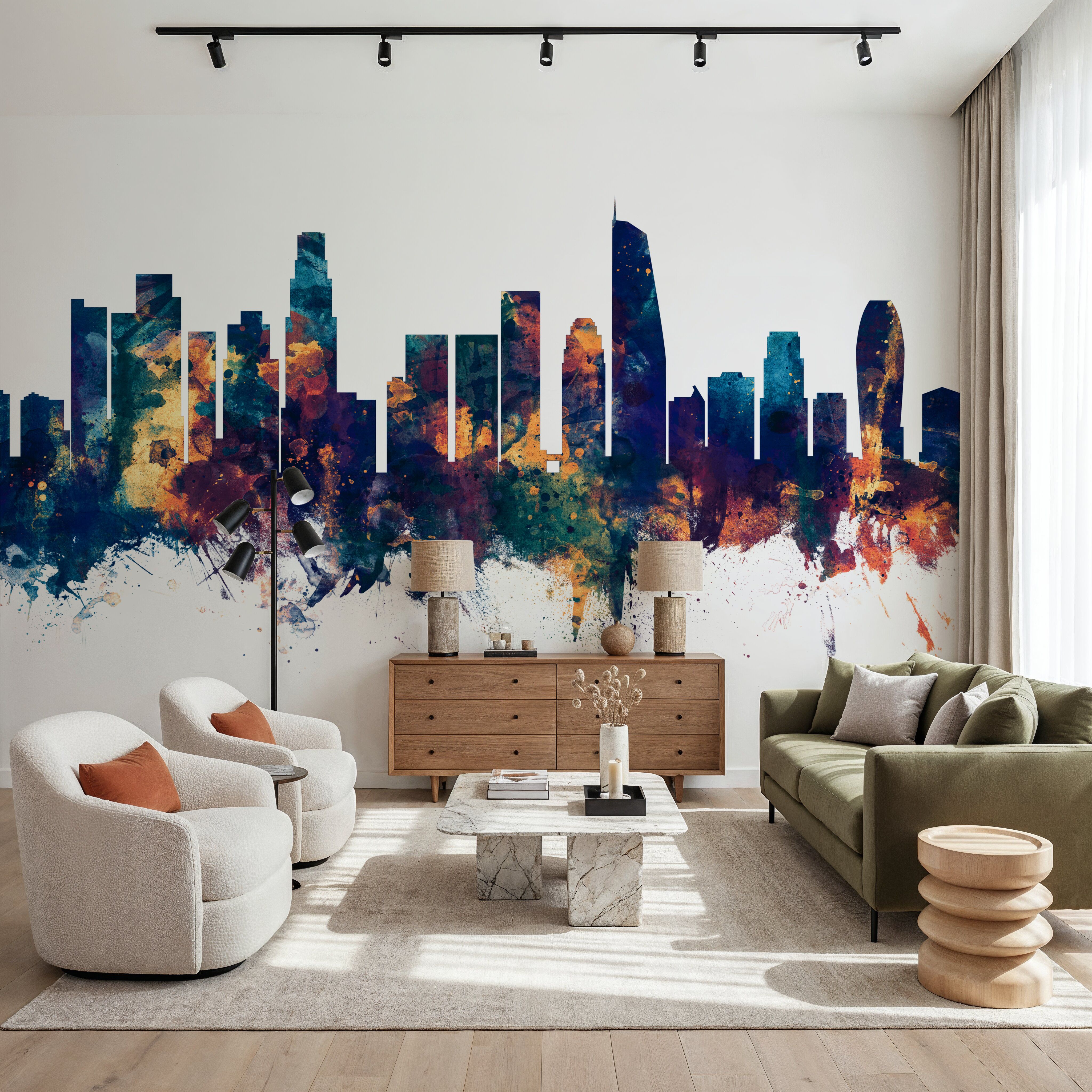 Los Angeles Skyline Blue & Bronze