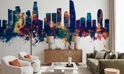 Los Angeles Skyline Blue & Bronze