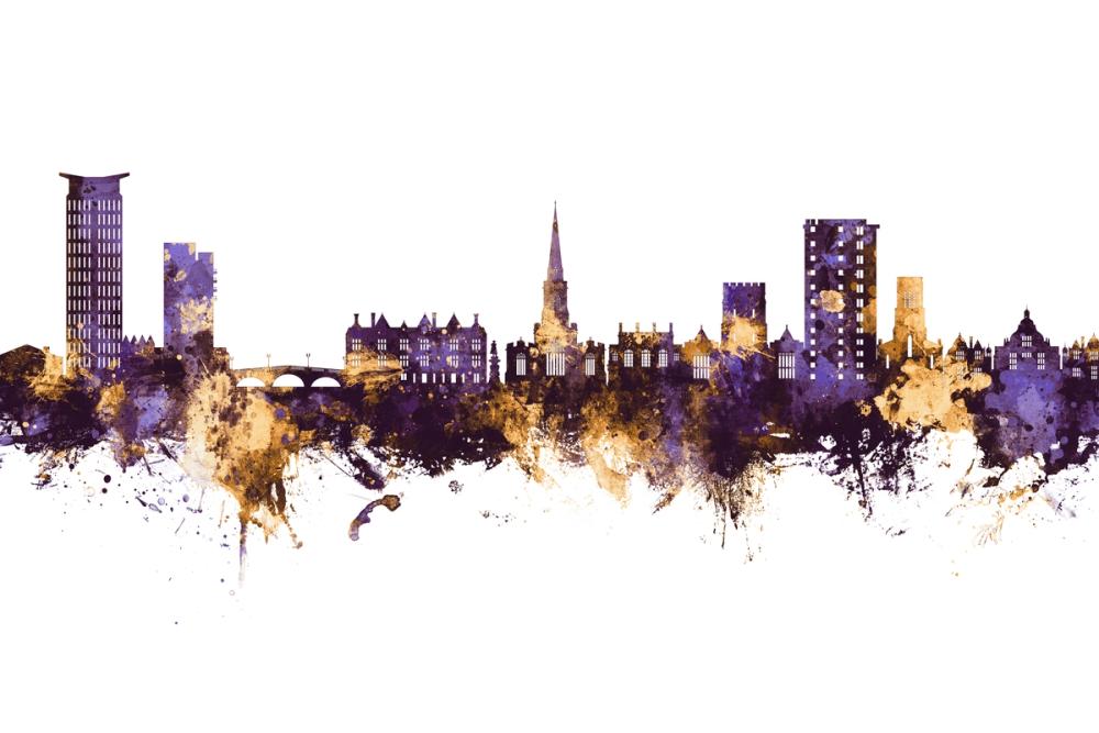 Bedford England Skyline Purple & Gold