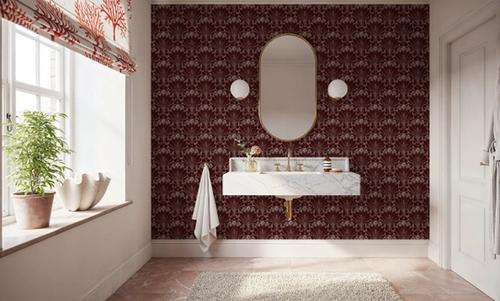 Art Deco Moon Phase, Maroon