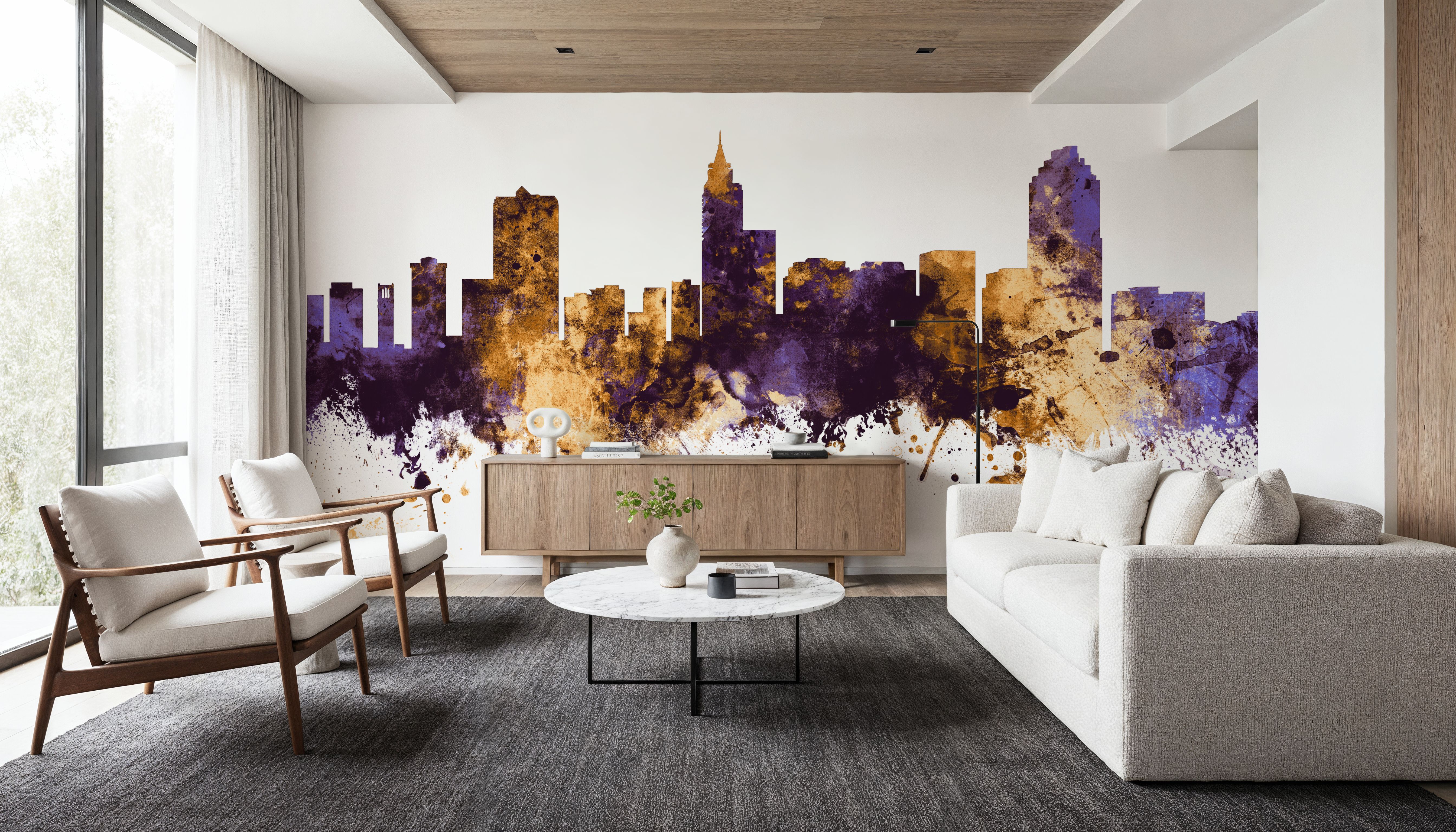 Raleigh North Carolina Skyline Purple & Gold