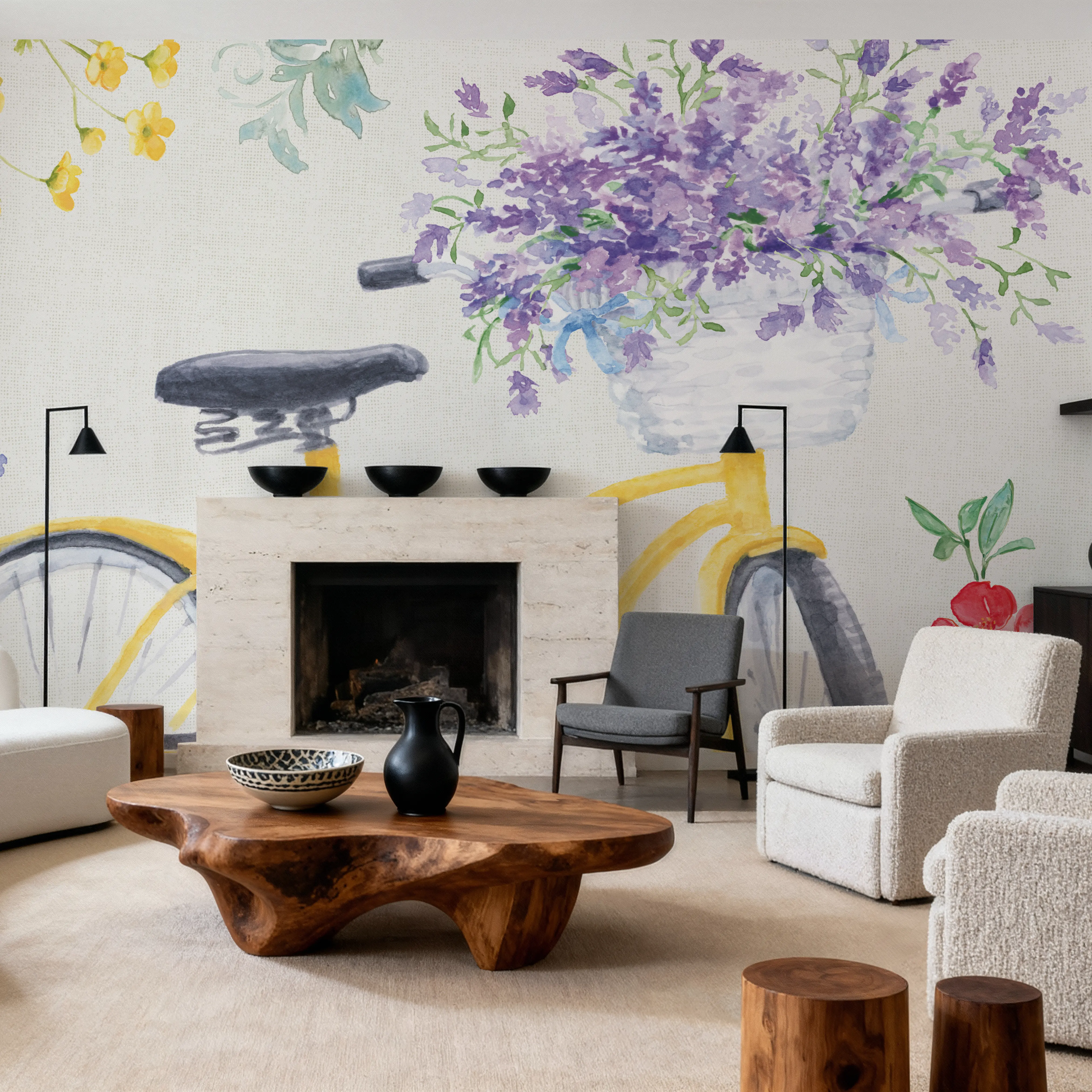 Wall Mural - Fresh Floral I - Floral Nature mural wallpaper - Yellow - Bedroom - Wallism Ireland - Peel & Stick or Paste-the-Wall