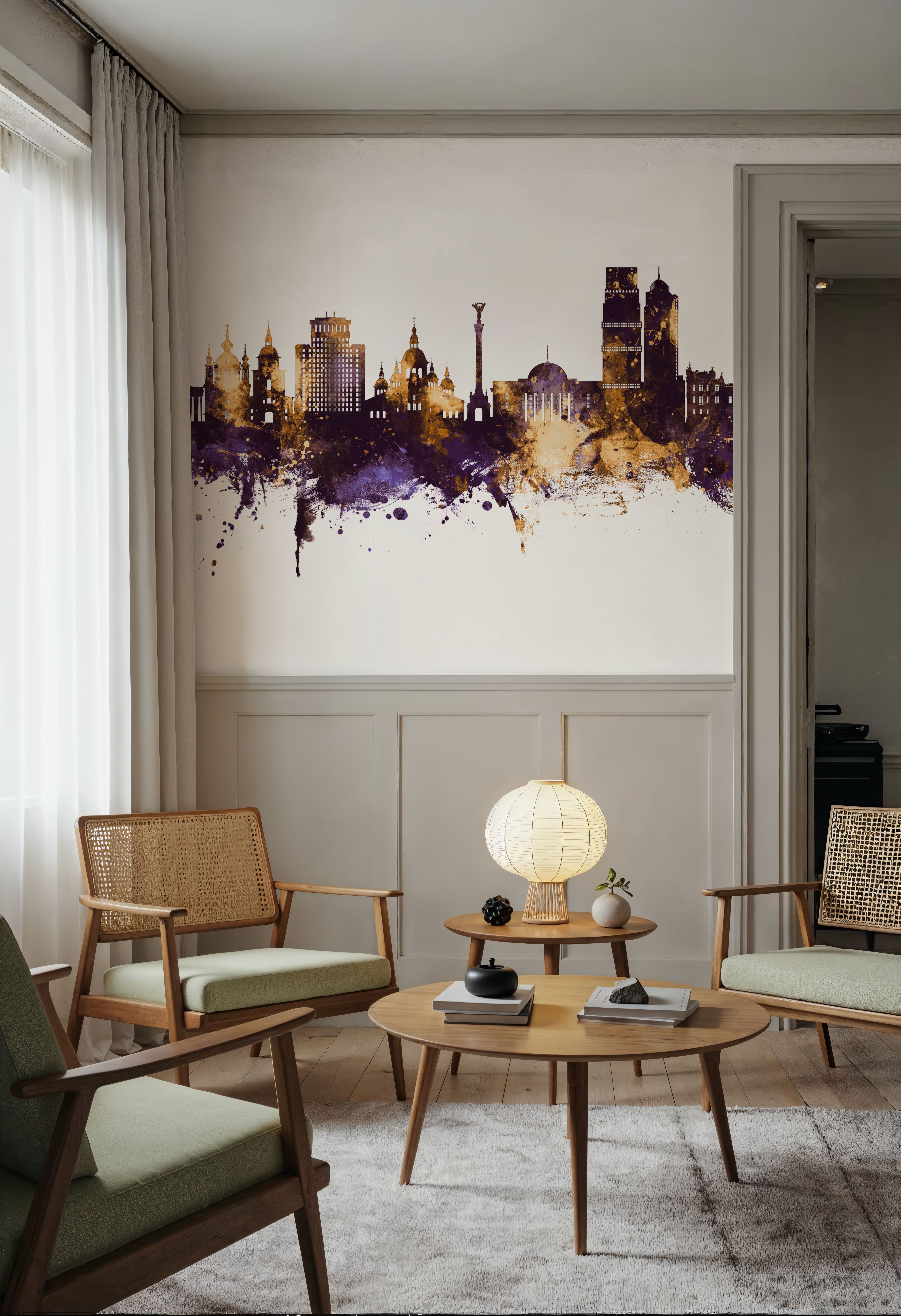 Kyiv Ukraine Skyline Purple & Gold