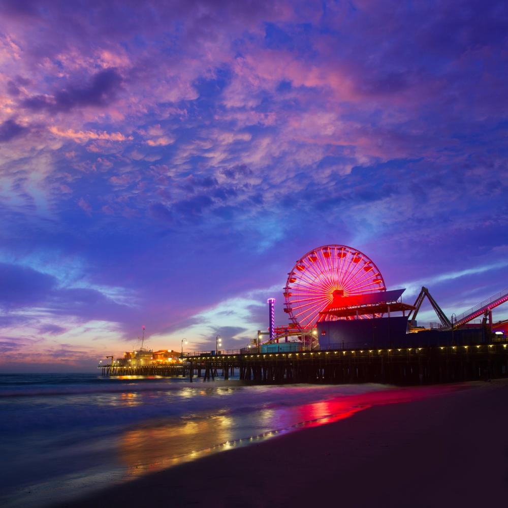 Santa Monica Pier Sunset Cloudy
