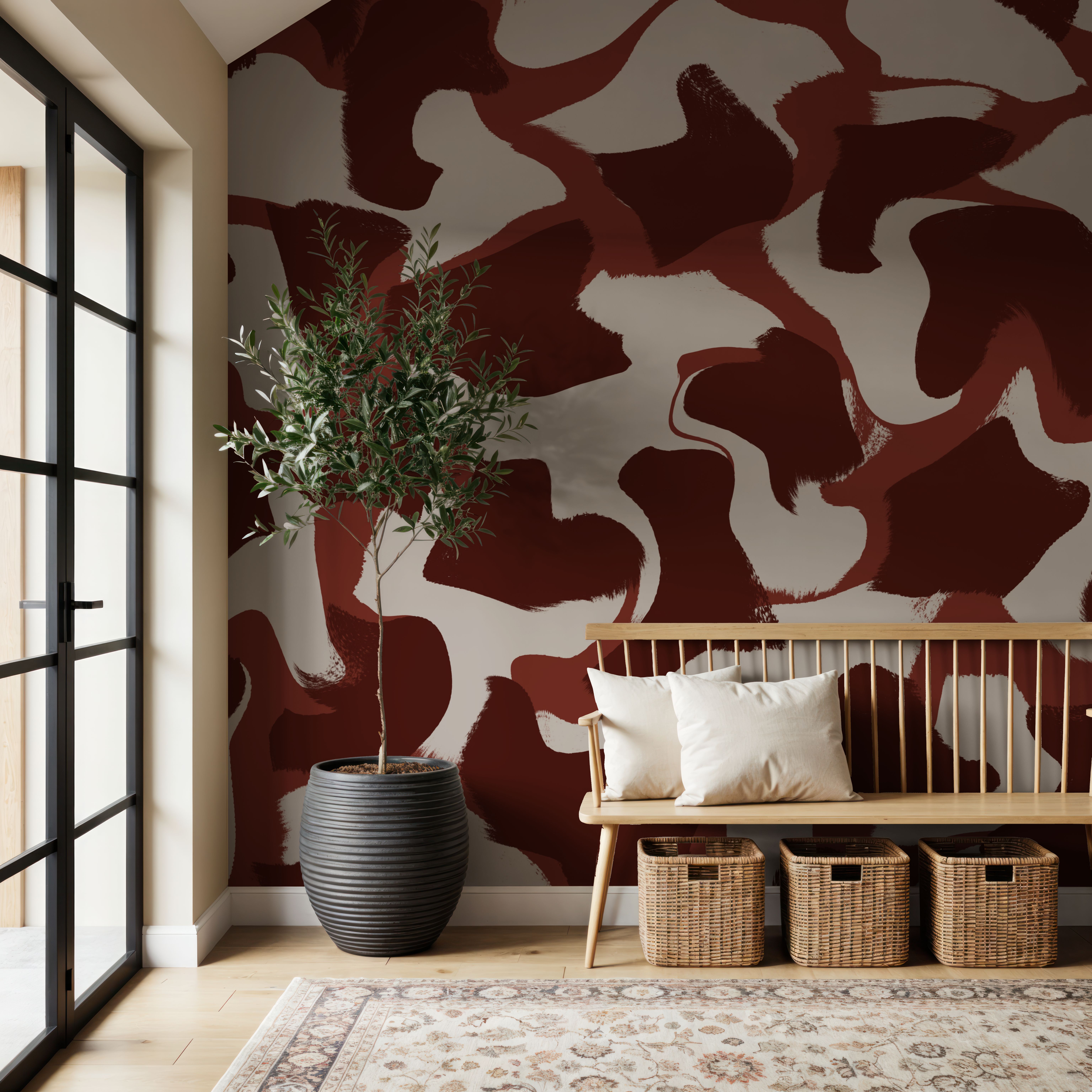 Liquid Beige Brown Strokes