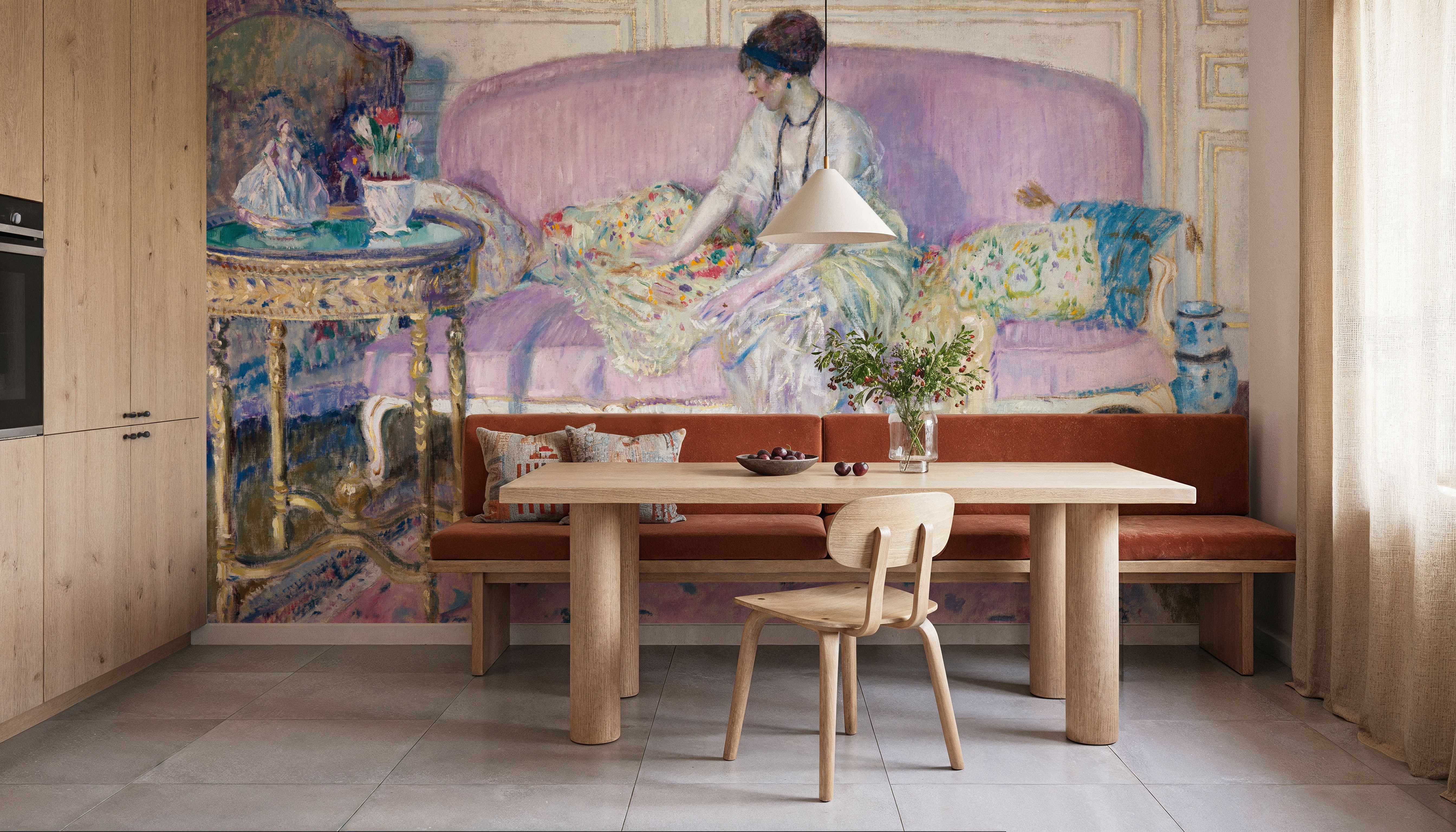 Woman Seated on Interior Sofa