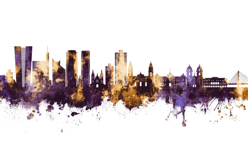 Lima Peru Skyline Purple & Gold