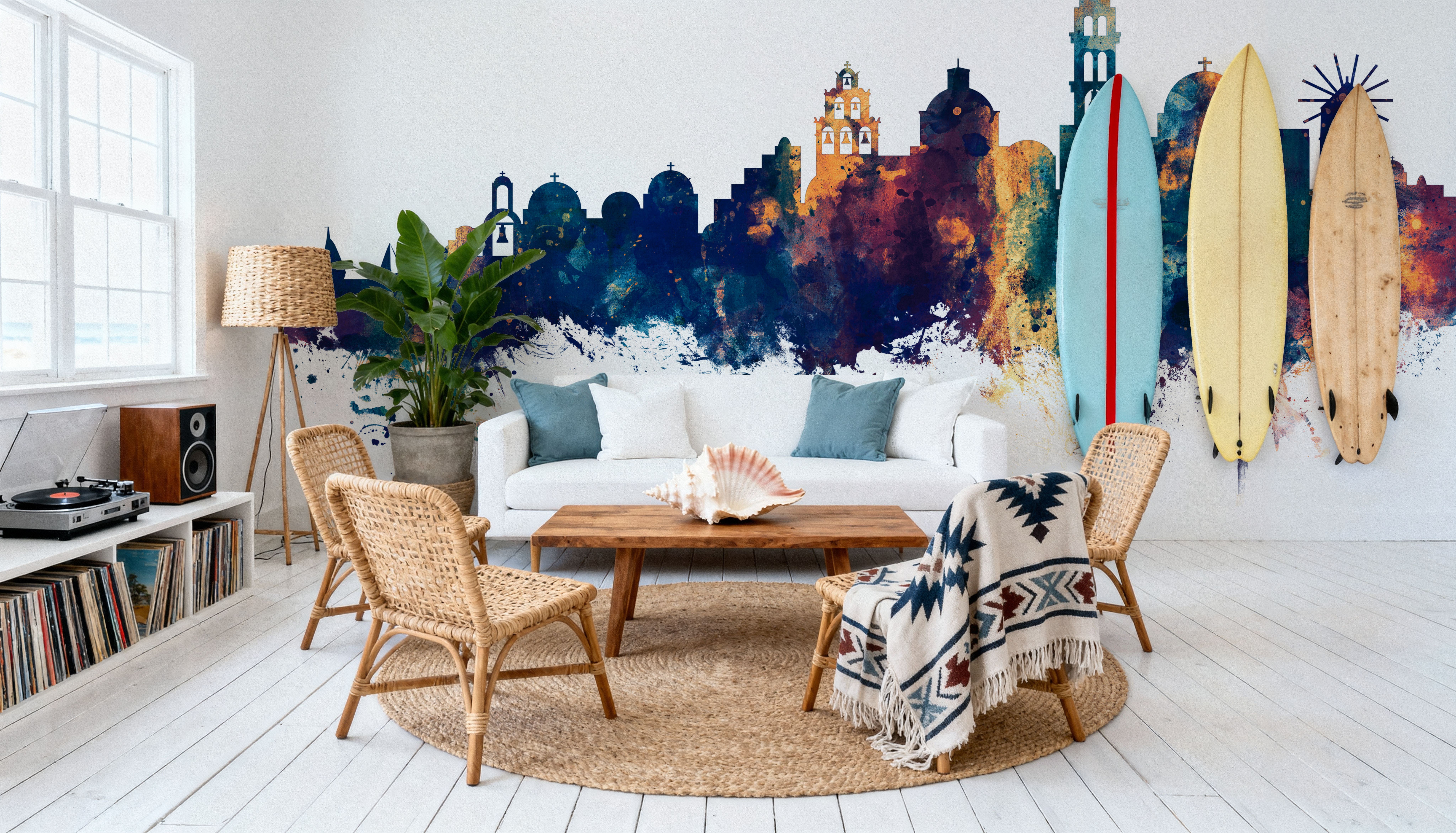 Santorini Skyline Blue & Bronze