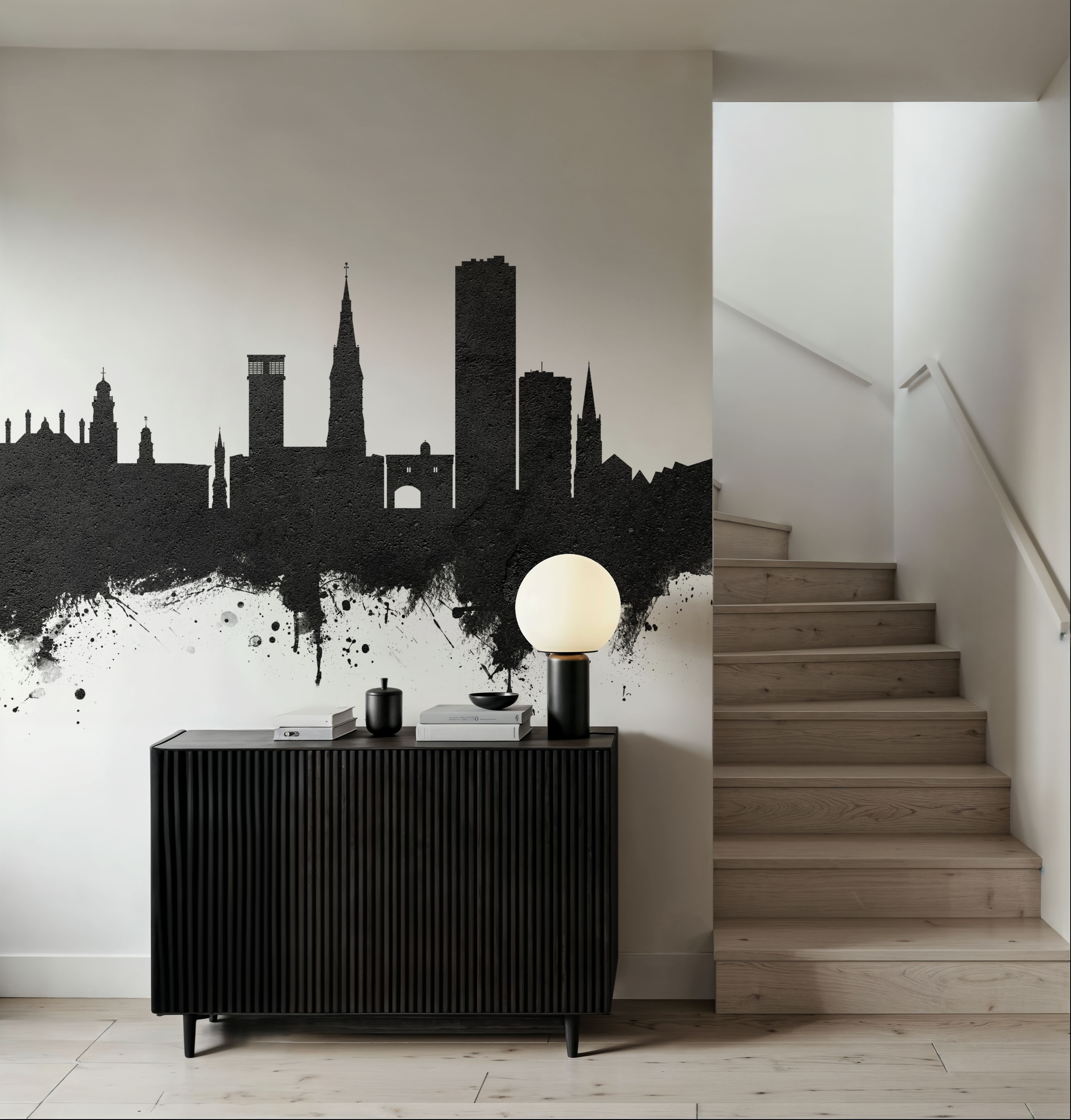 Leicester England Skyline Black & White