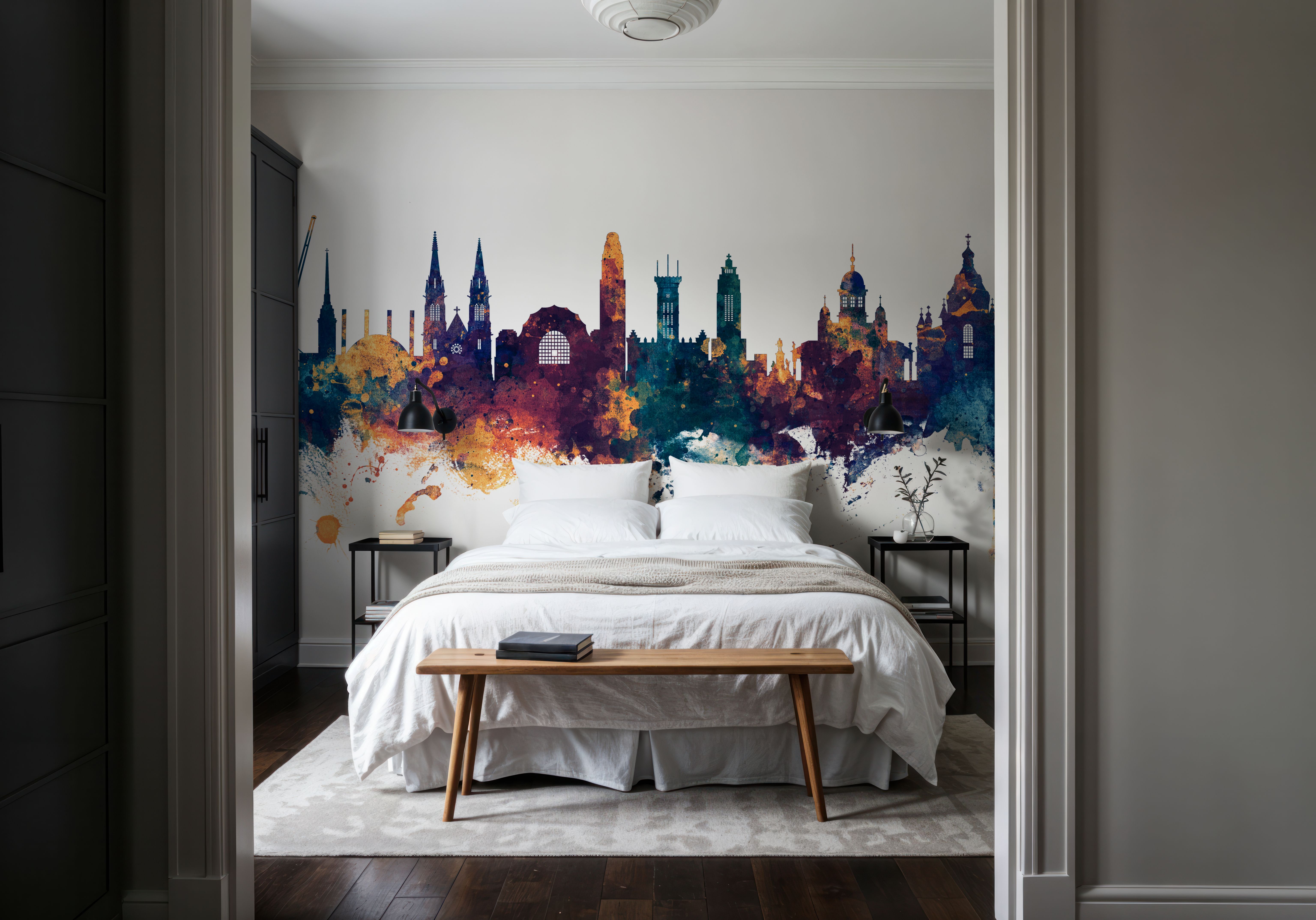 Helsinki Skyline Blue & Bronze