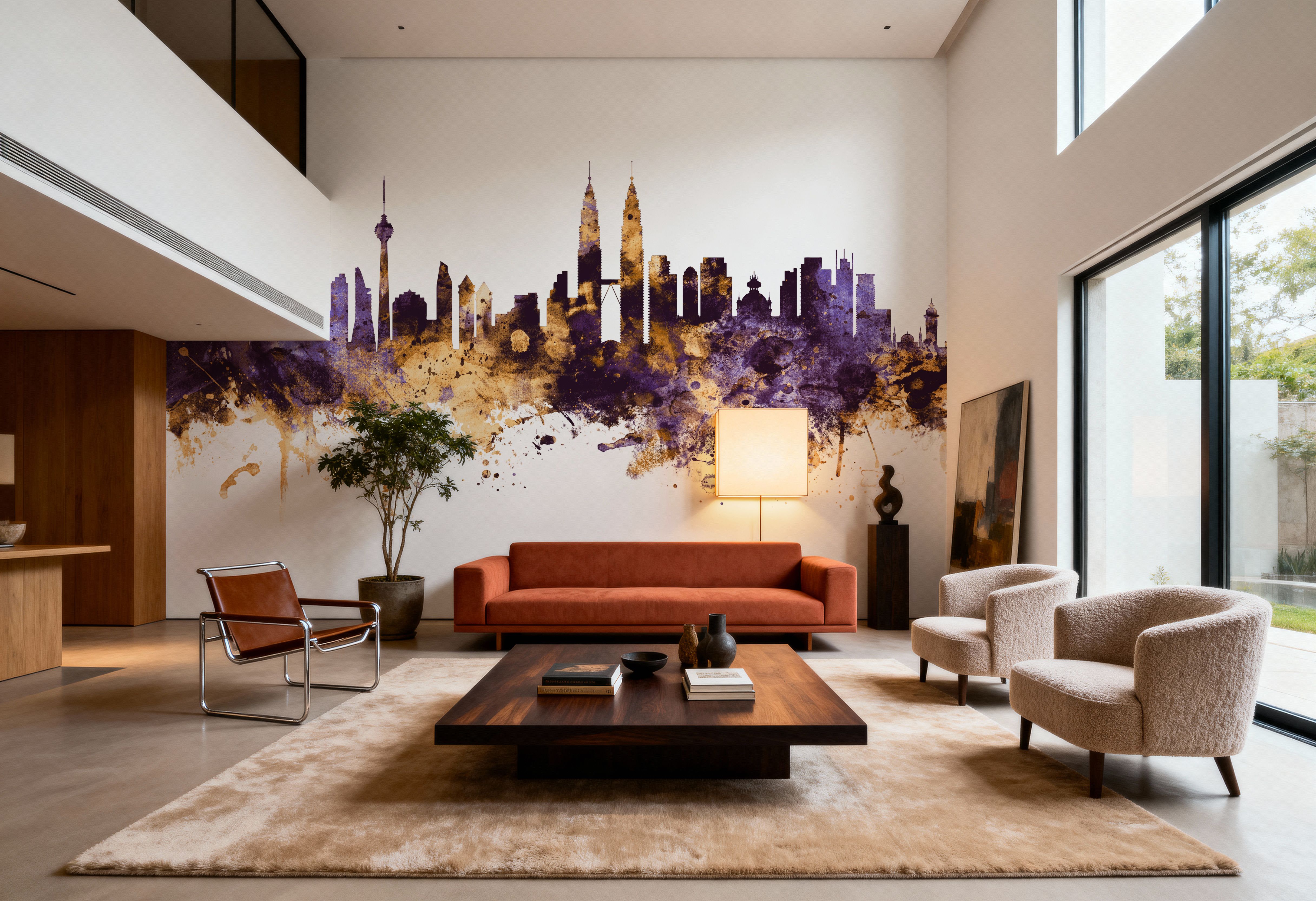 Kuala Lumpur Skyline Purple & Gold, Tapeten