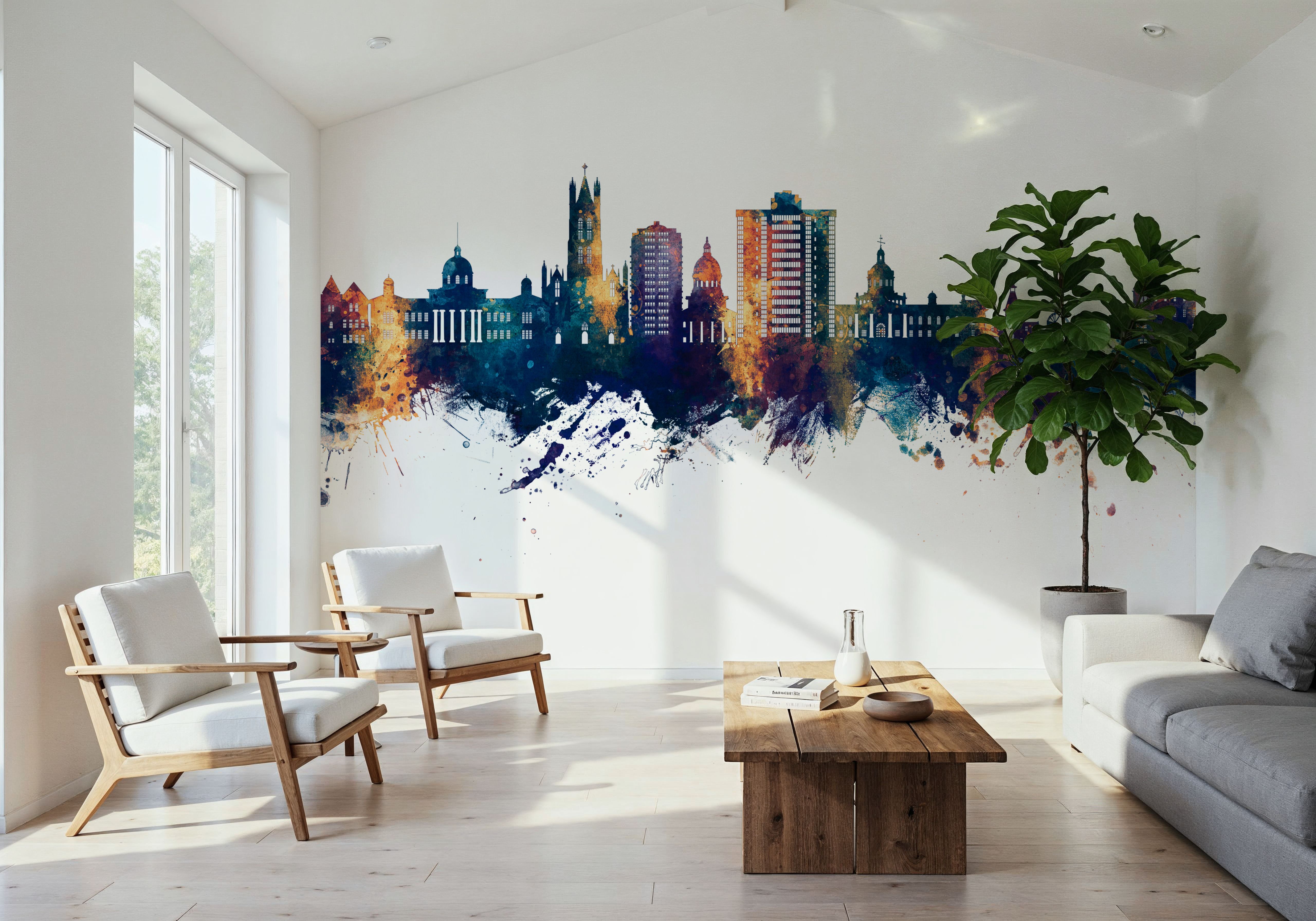 Kingston Canada Skyline Blue & Bronze, Wallpaper