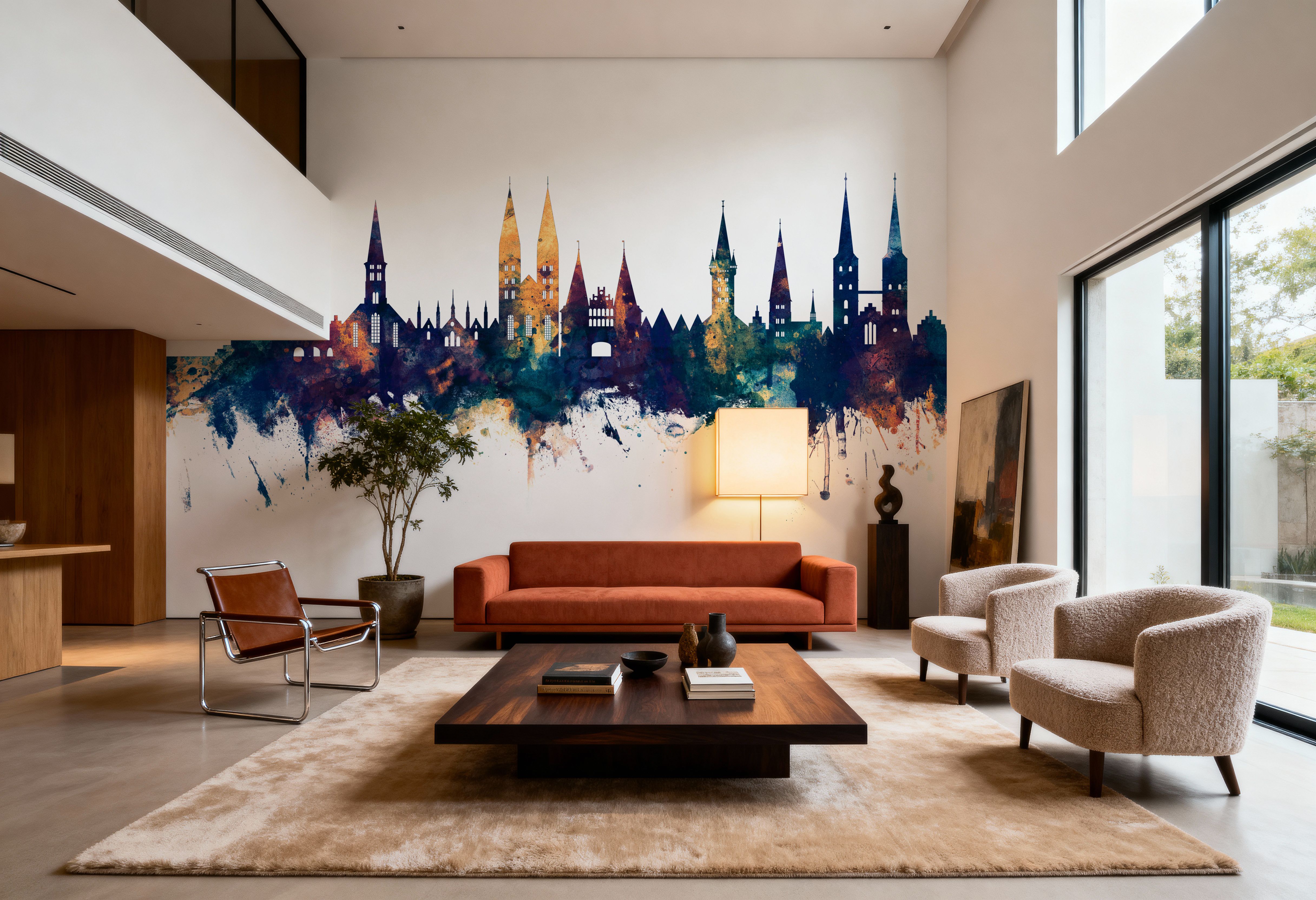 Lubeck Germany Skyline Blue & Bronze, Papel de parede