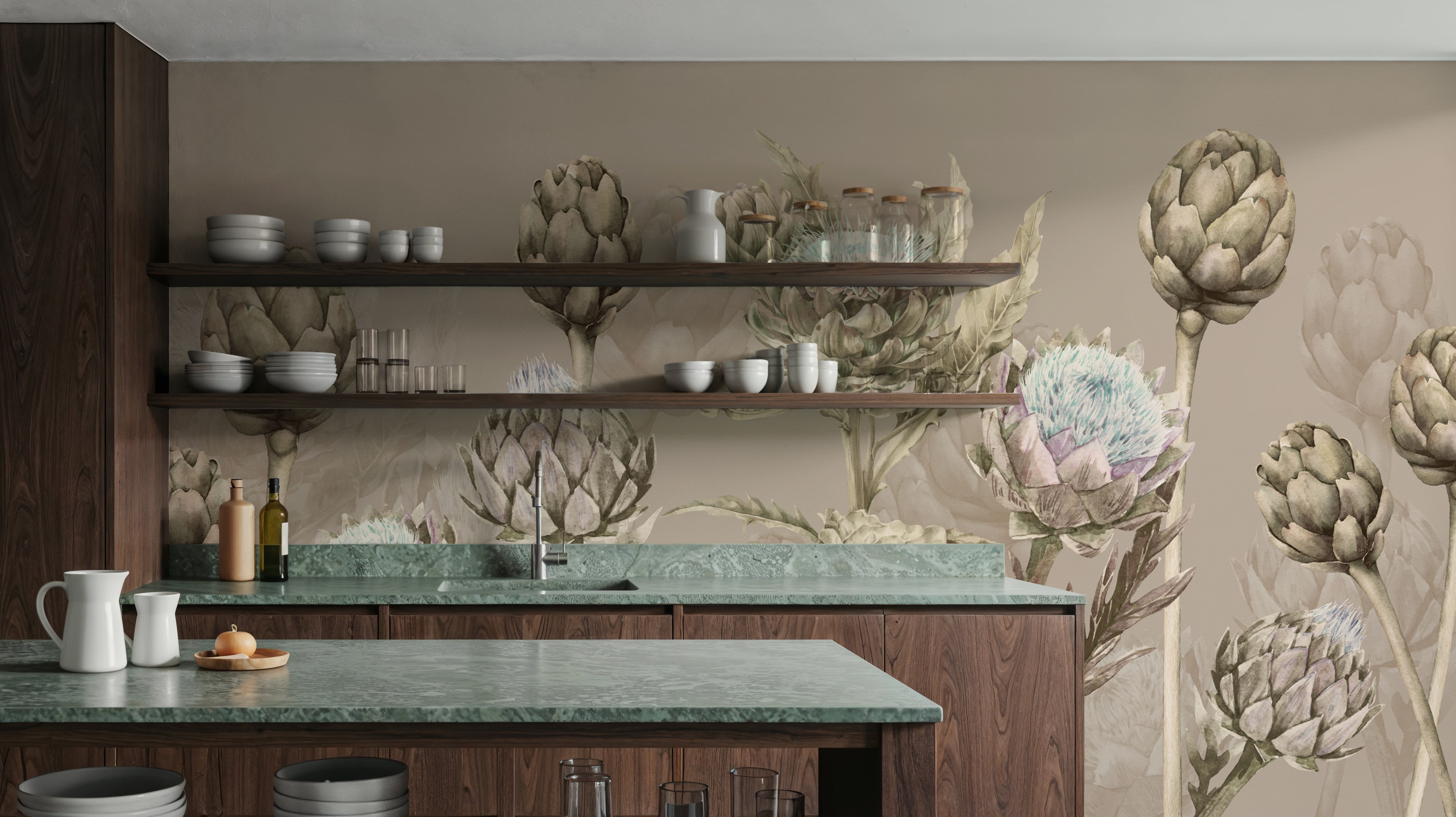 Artichoke Blooms, Mocha