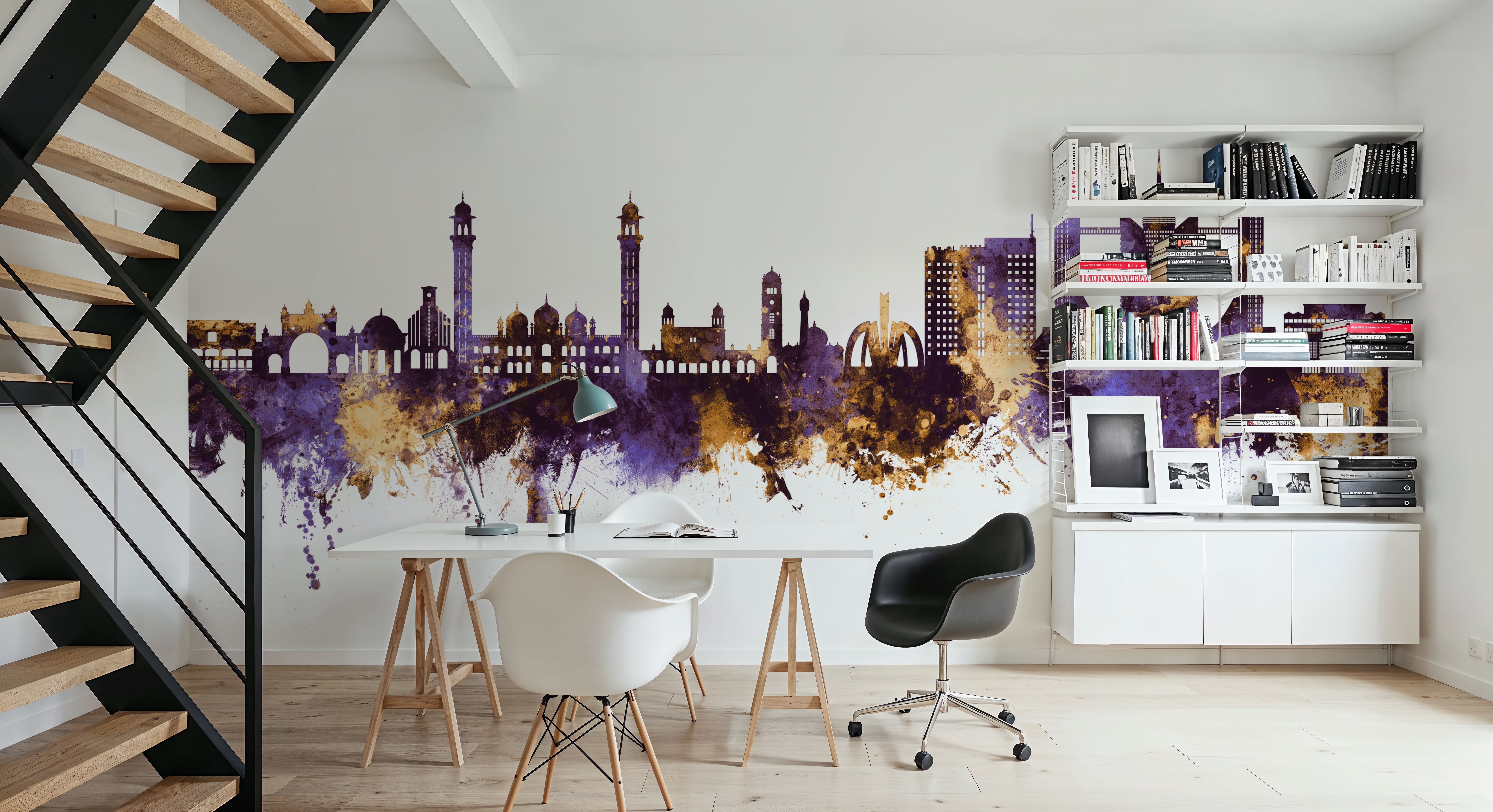 Faislabad Pakistan Skyline Purple & Gold