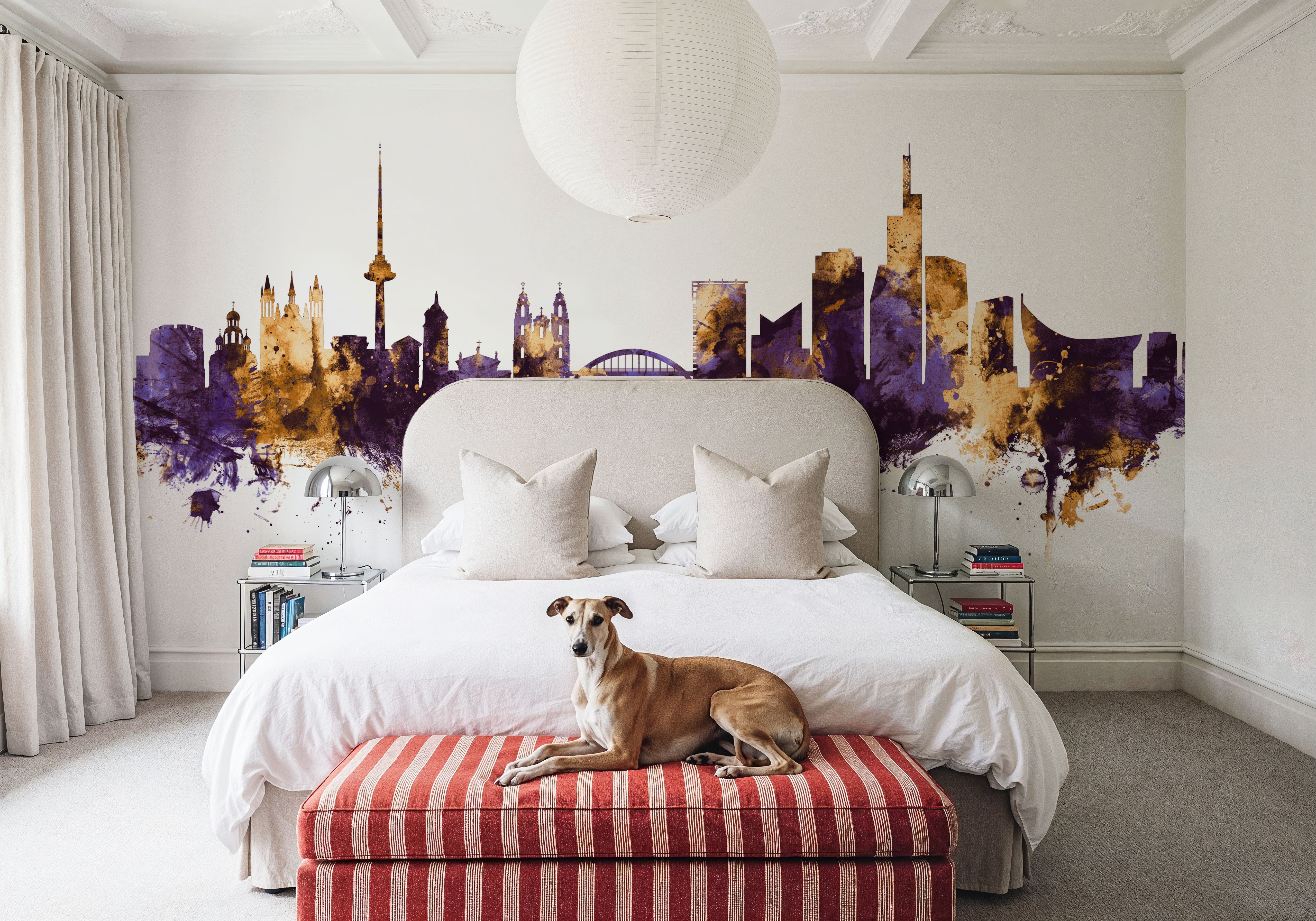 Vilnius Lithuania Skyline Purple & Gold