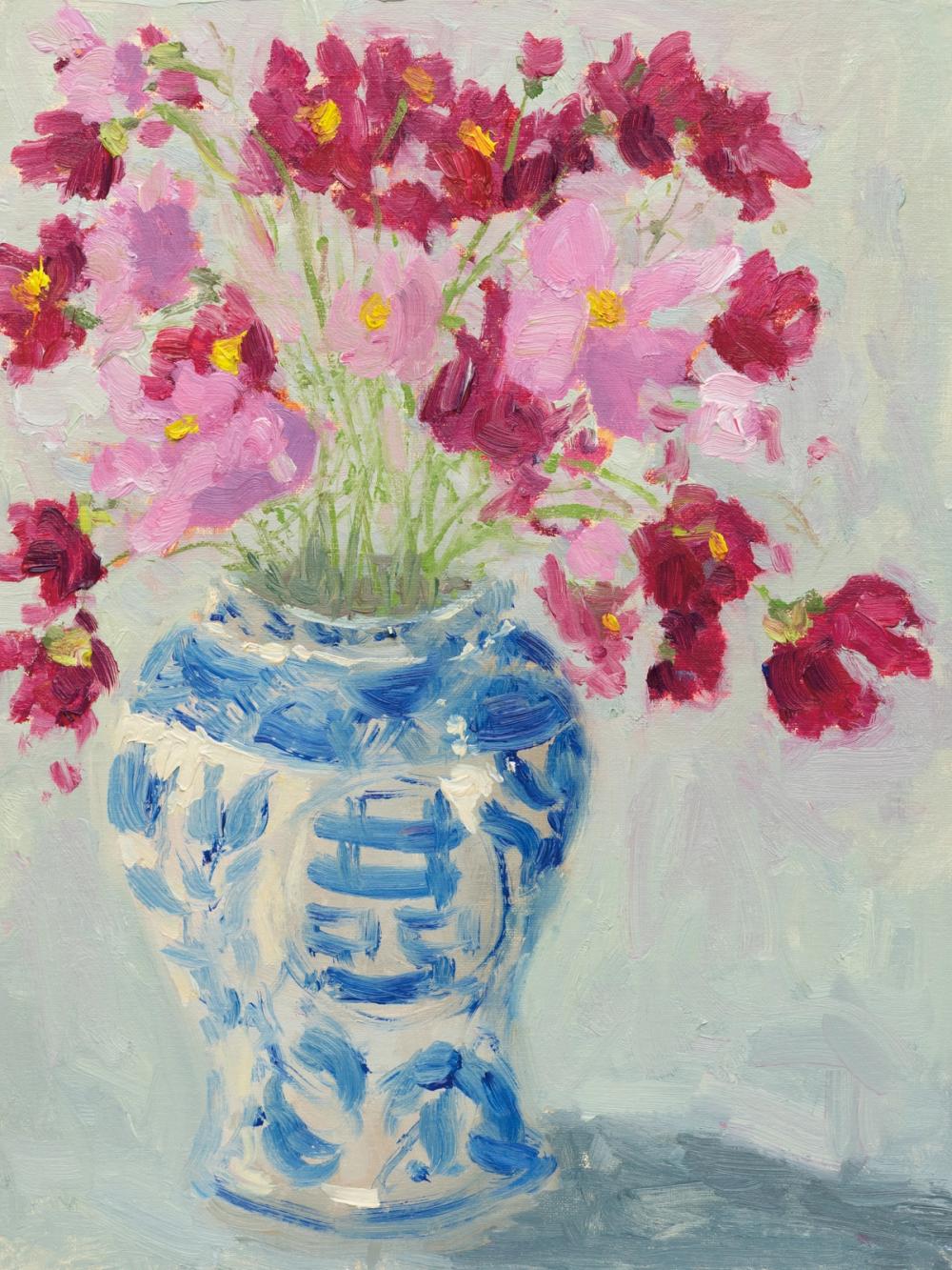 Cosmos in Chinoiserie Vase