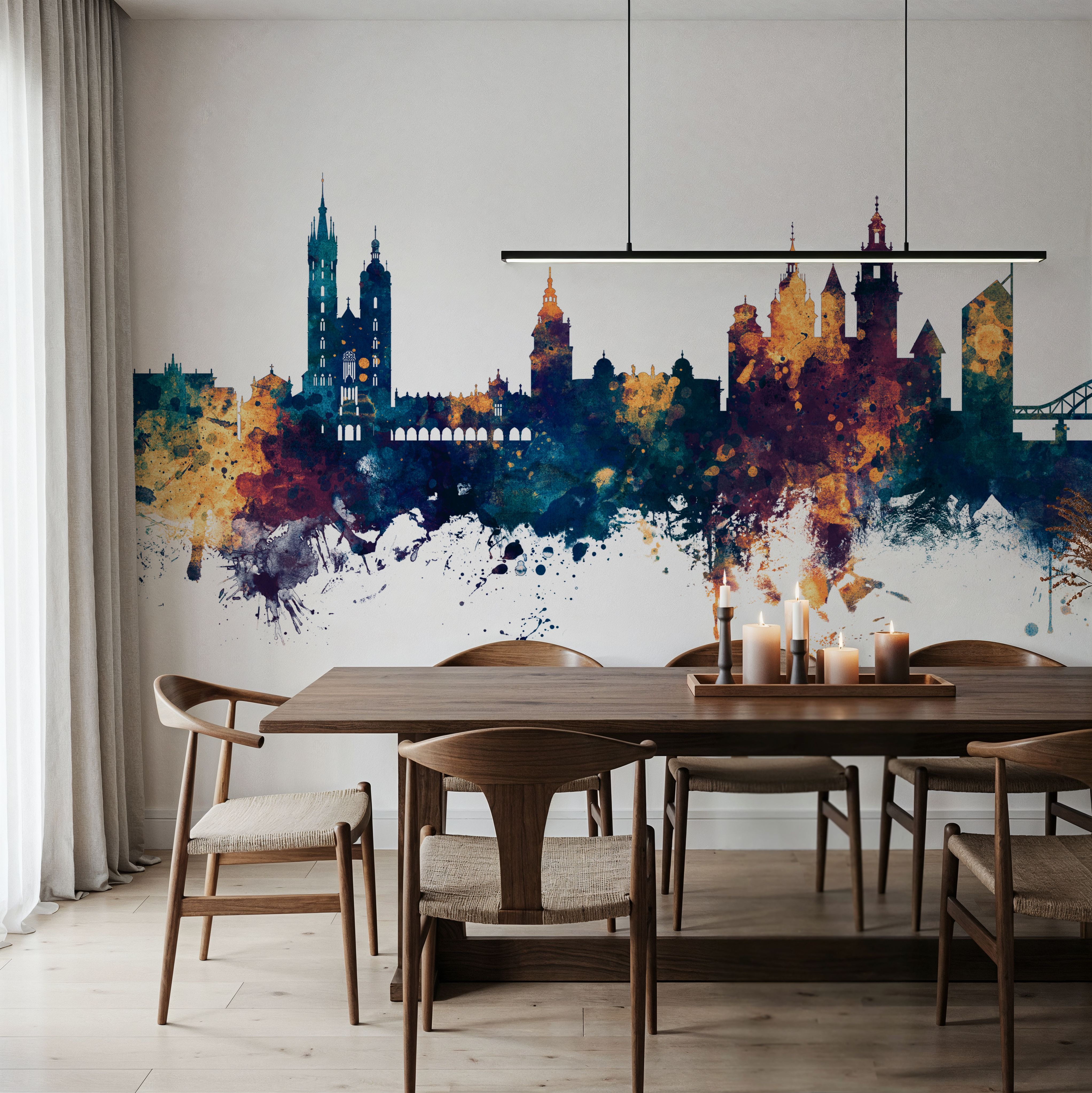 Krakow Skyline Blue & Bronze