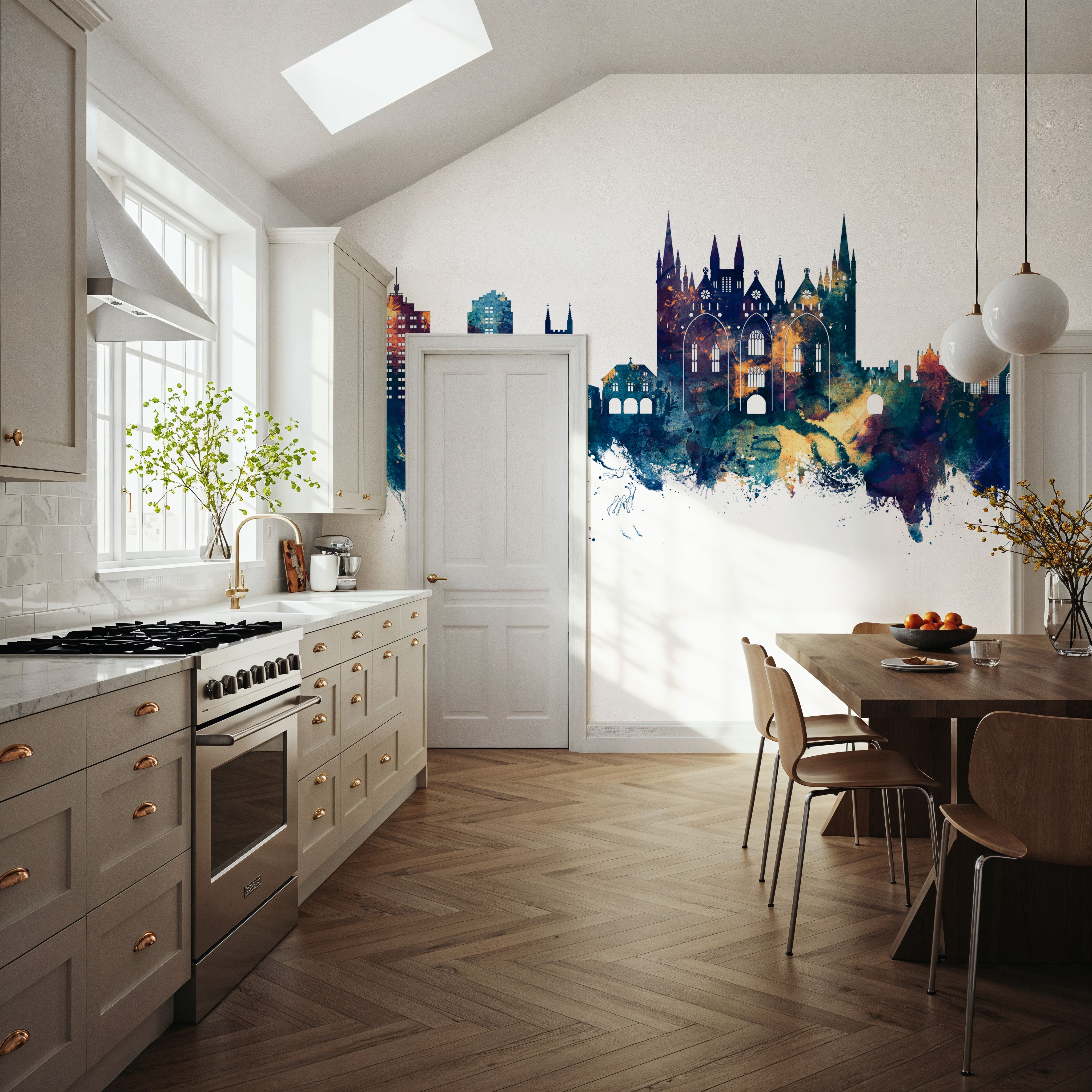 Peterborough England Skyline Blue & Bronze