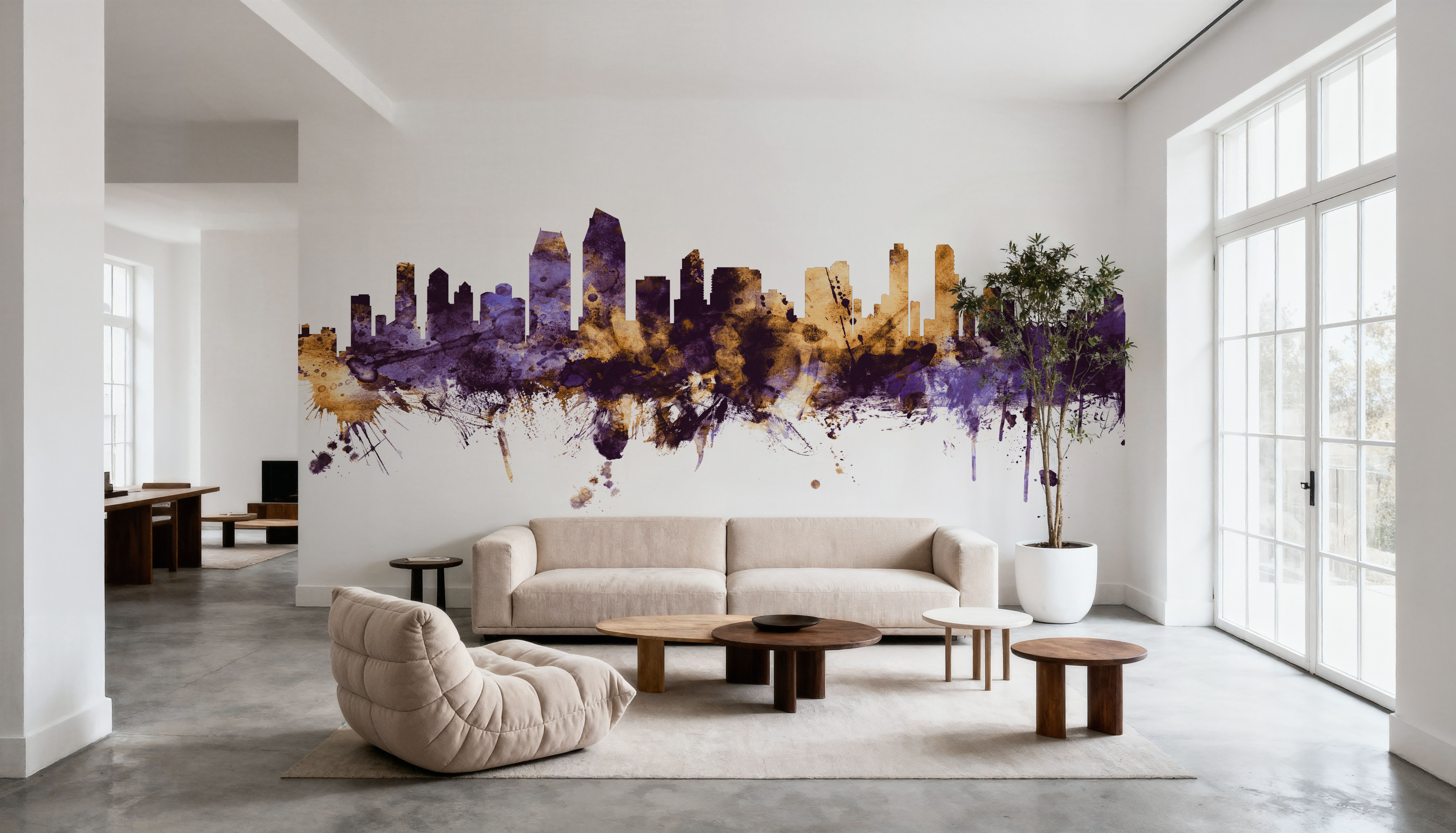 San Diego California Skyline Purple & Gold