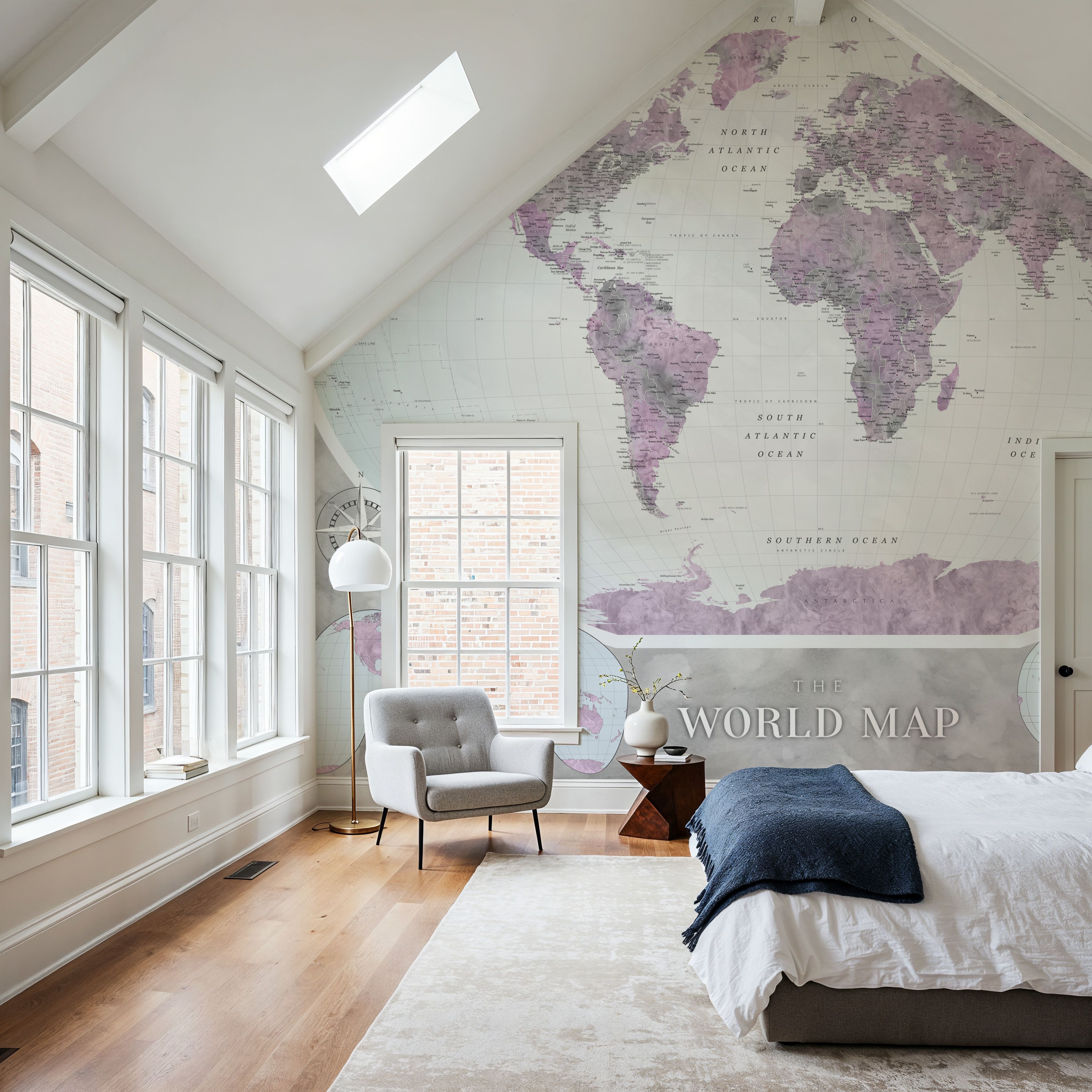 World Map Atlas Purple