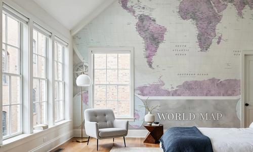 World Map Atlas Purple