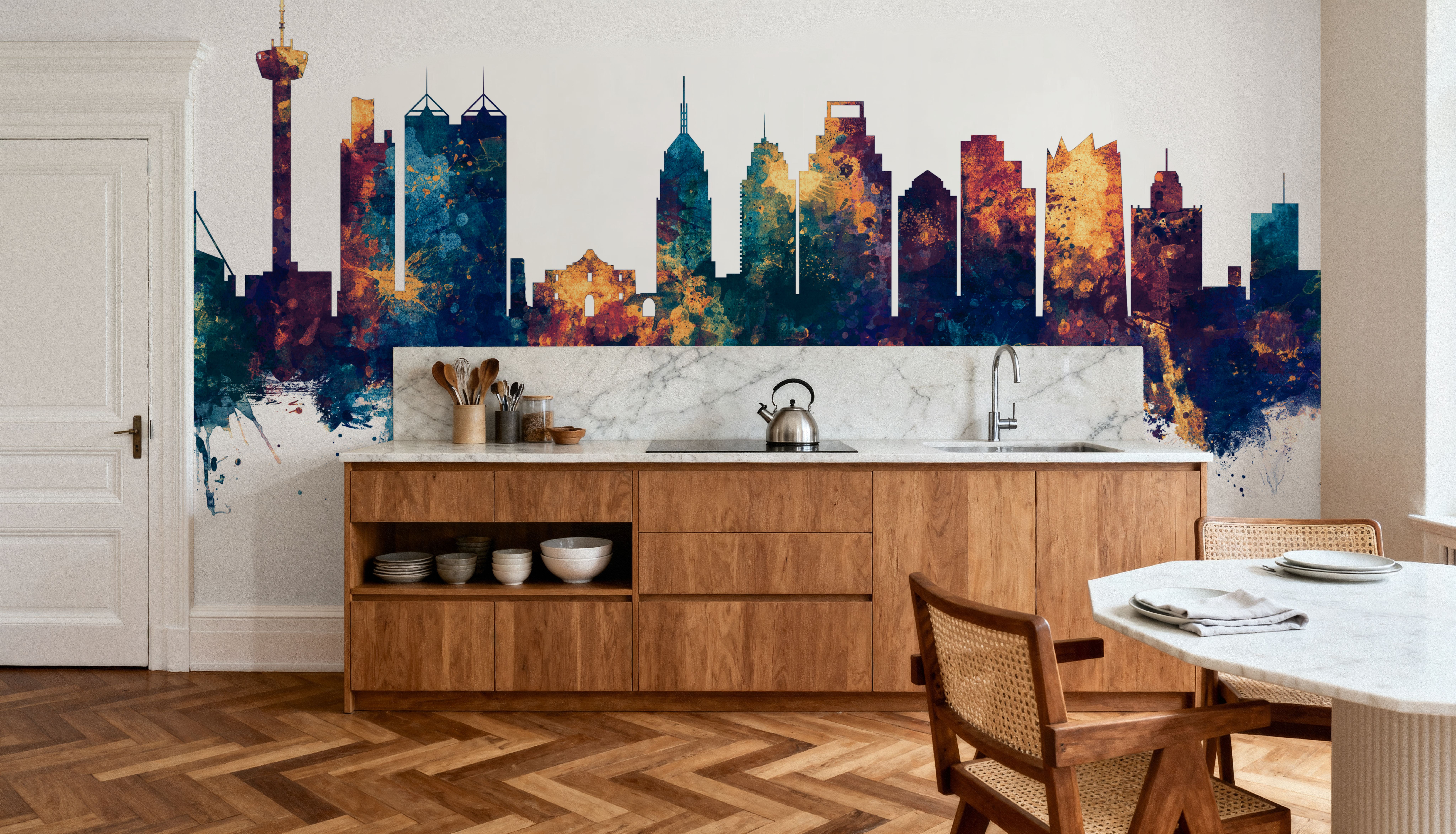 San Antonio Texas Skyline Blue & Bronze