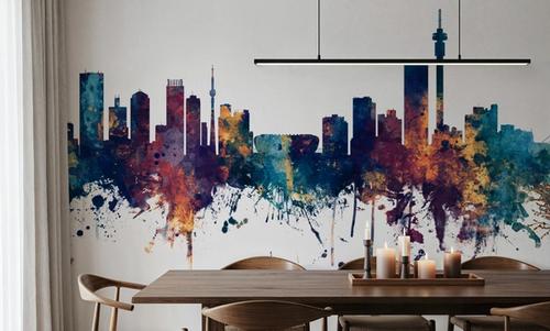 Johannesburg South Africa Skyline Blue & Bronze