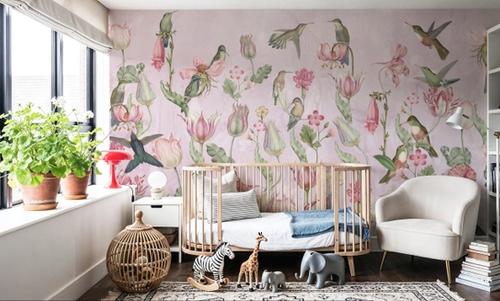 Tulips & Birds, Soft Pink