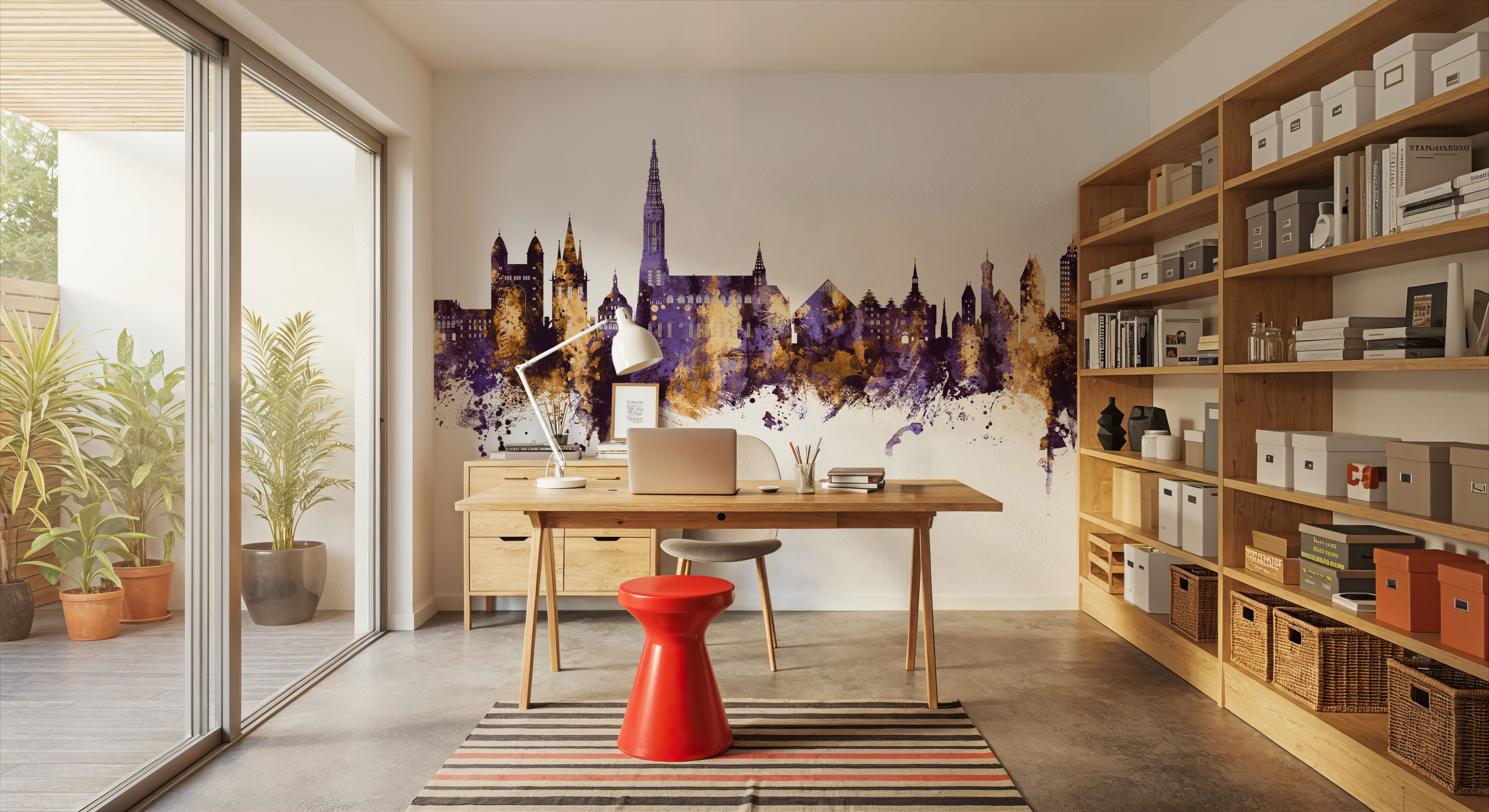 Ulm Germany Skyline Purple & Gold