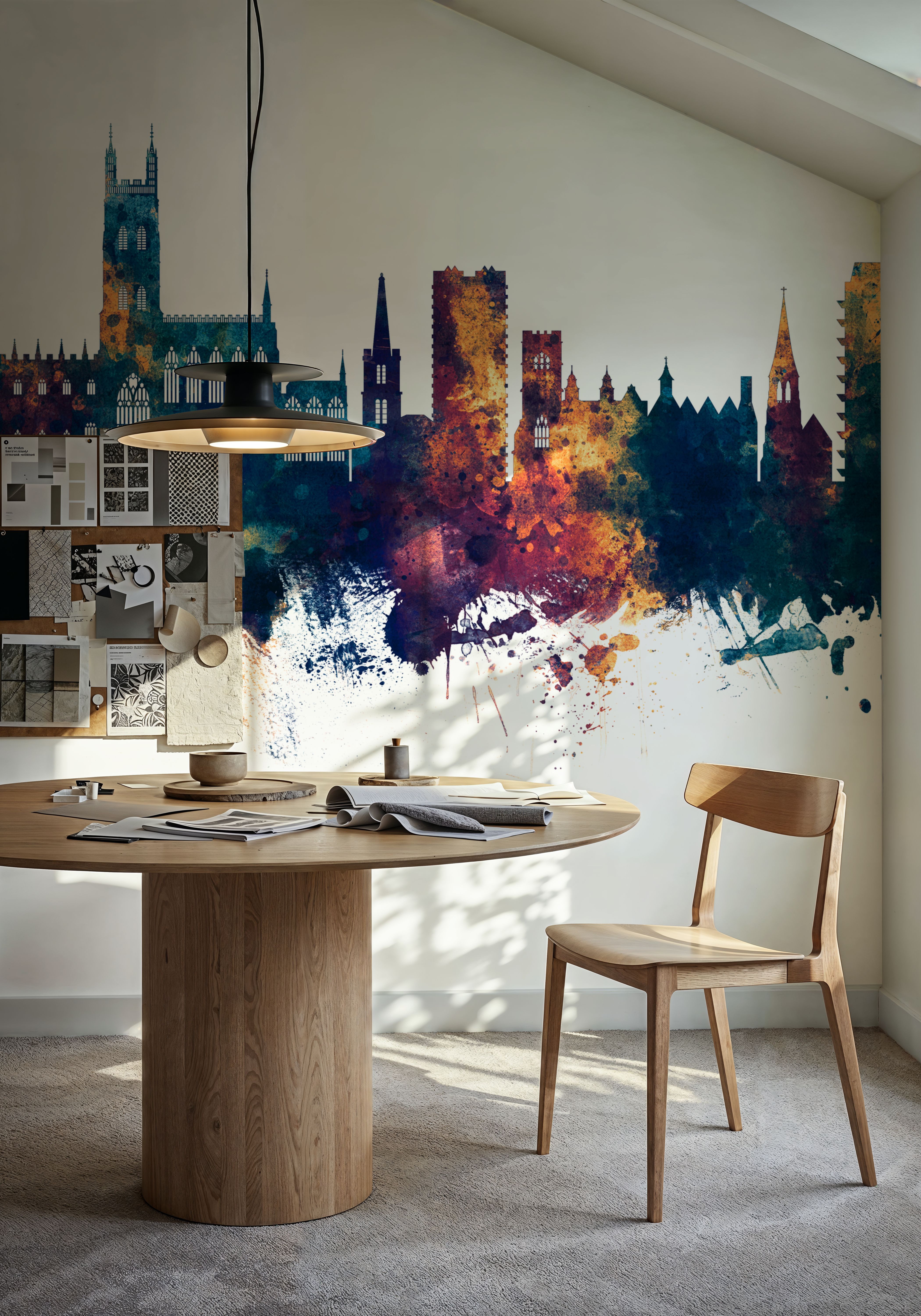 Gloucester England Skyline Blue & Bronze