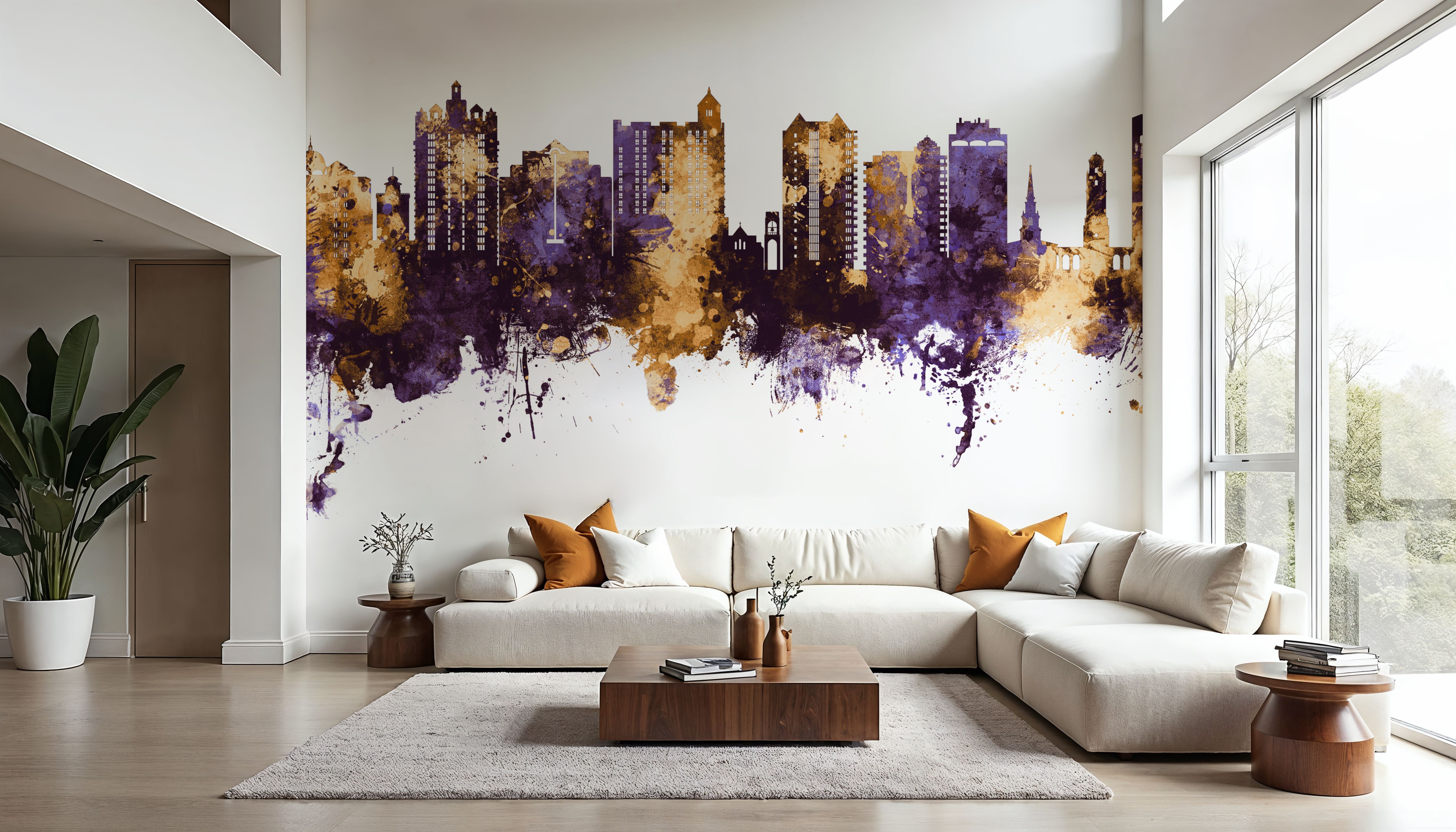 Sarasota Florida Skyline Purple & Gold, Wallpaper