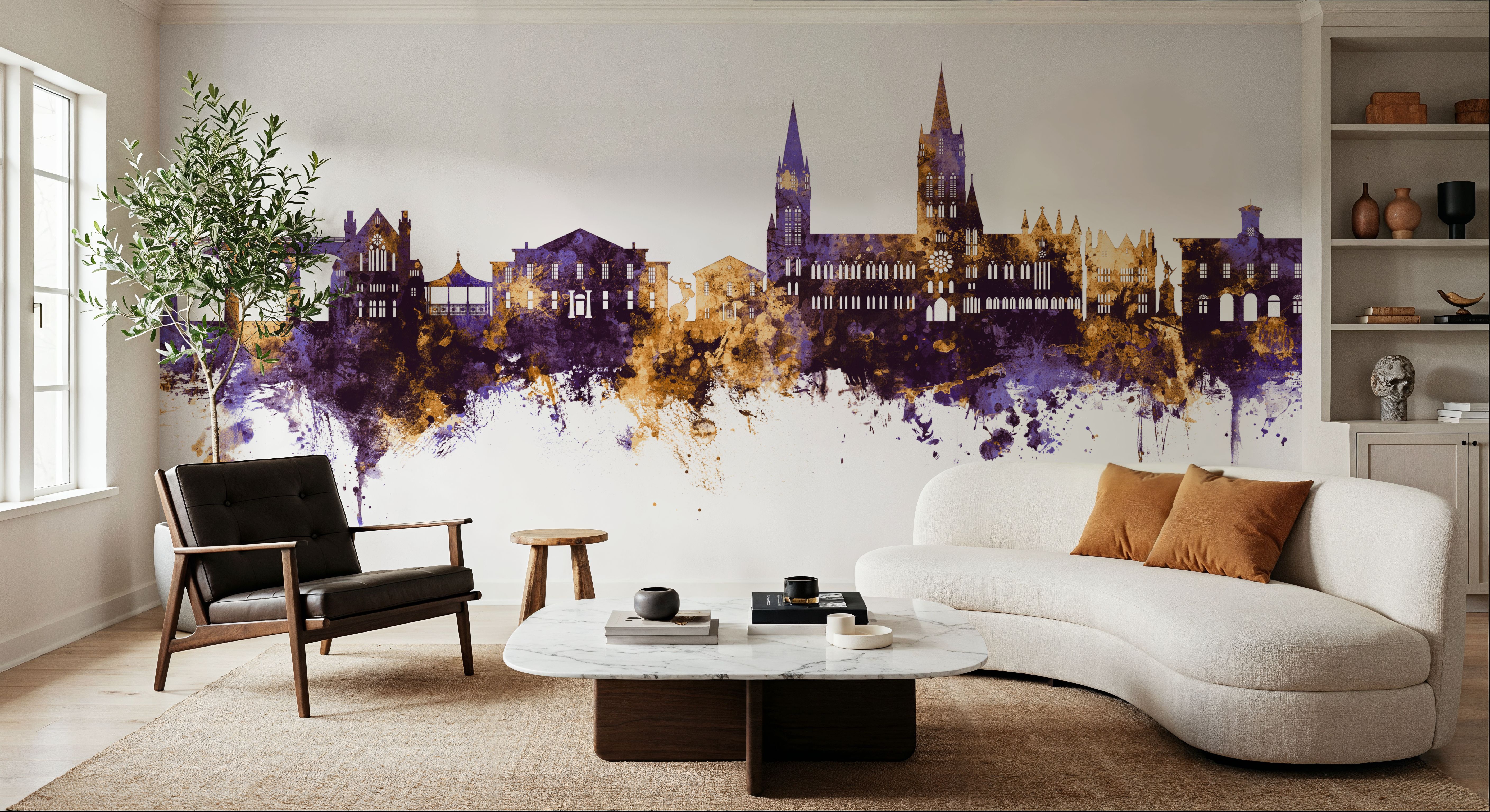 Truro England Skyline Purple & Gold, Wallpaper