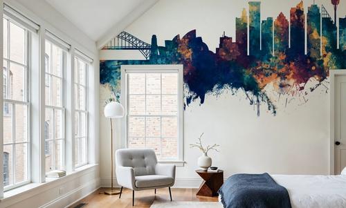 Sydney Australia Skyline Blue & Bronze