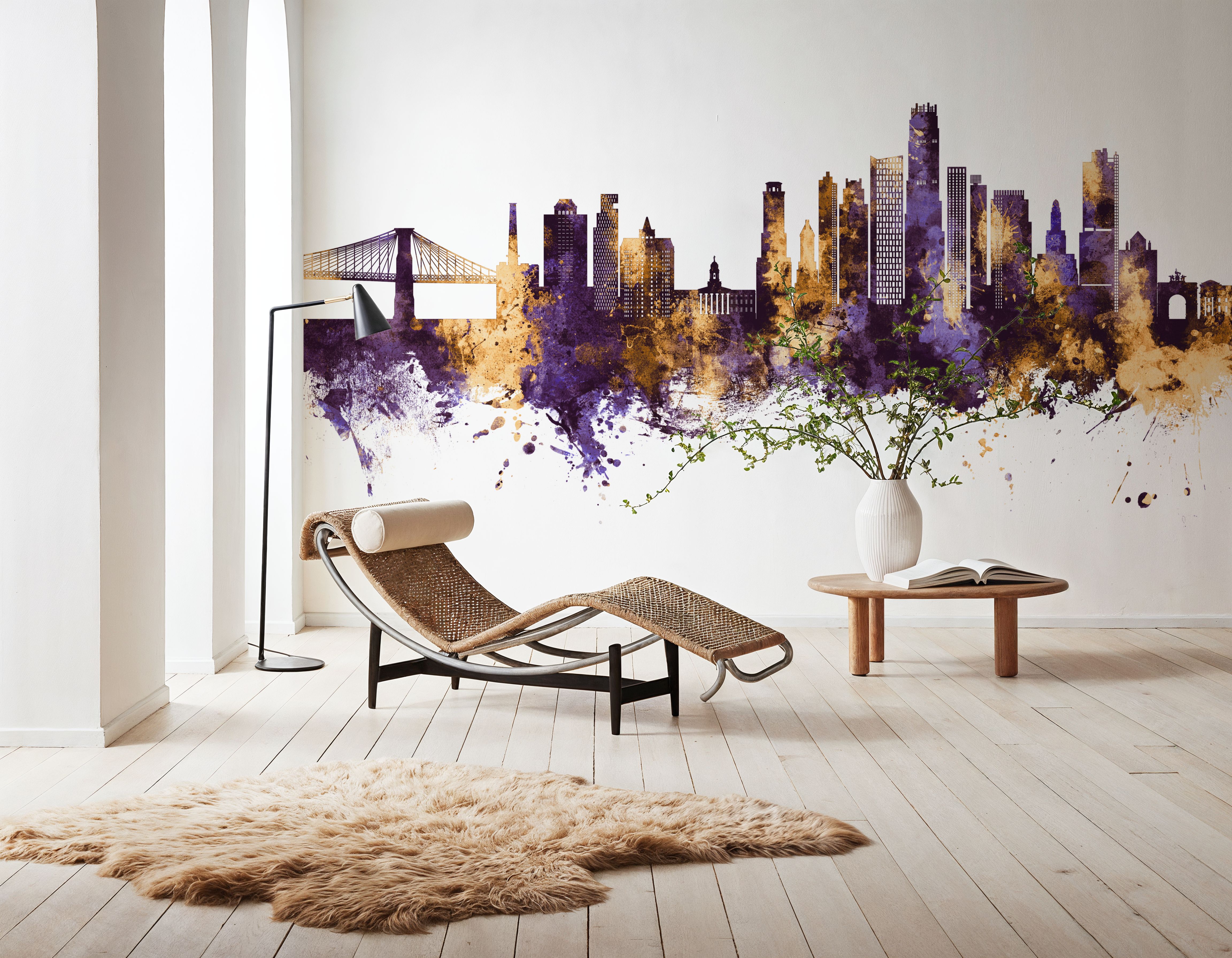 Brooklyn New York Skyline Purple & Gold