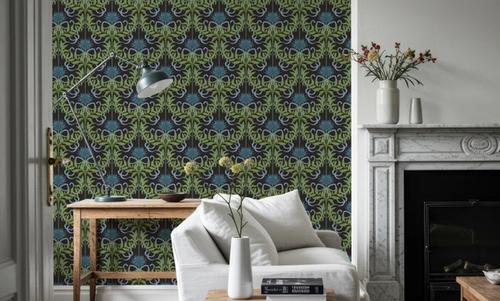 Floral Damask & Bows, Midnight