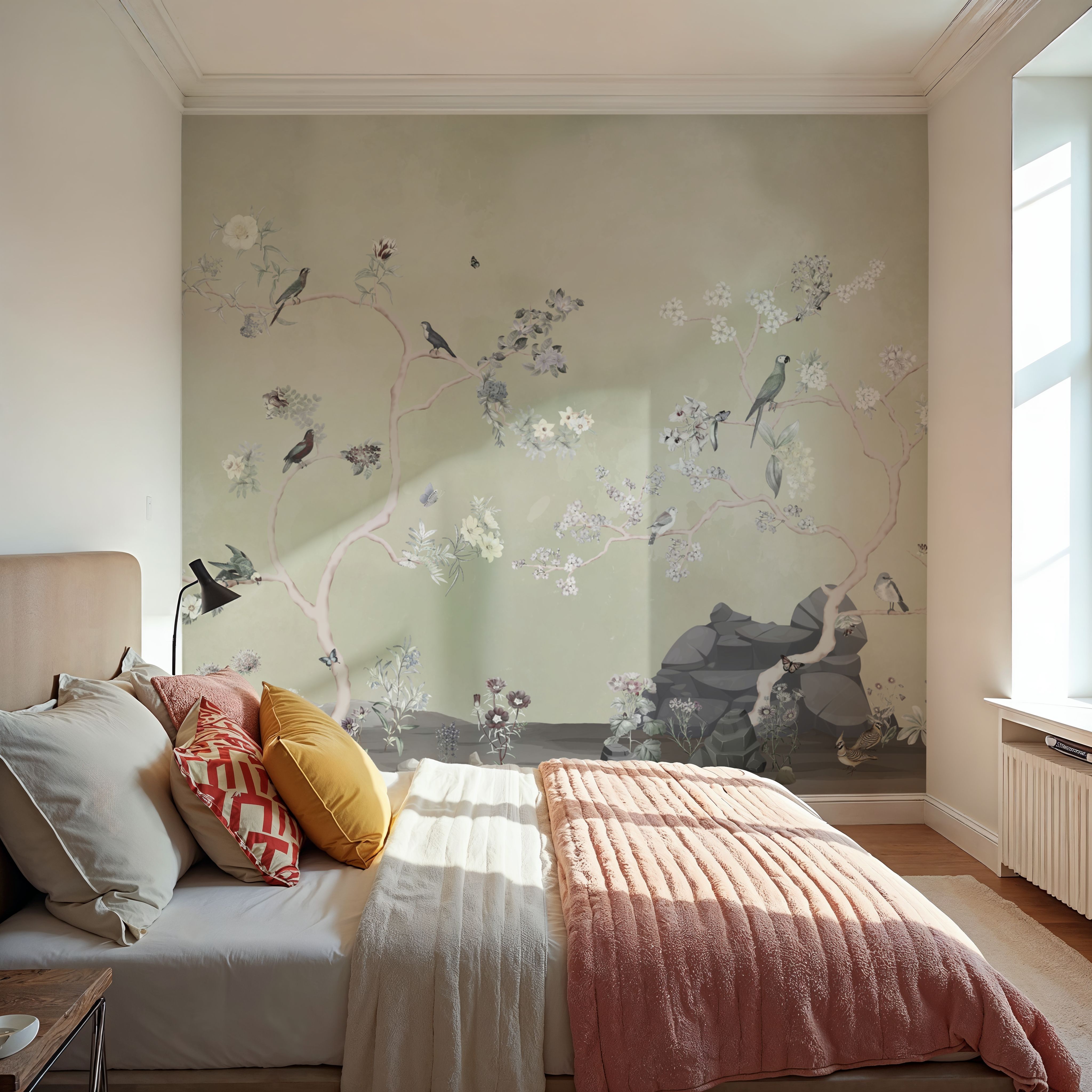 Birds in the Garden Light Green