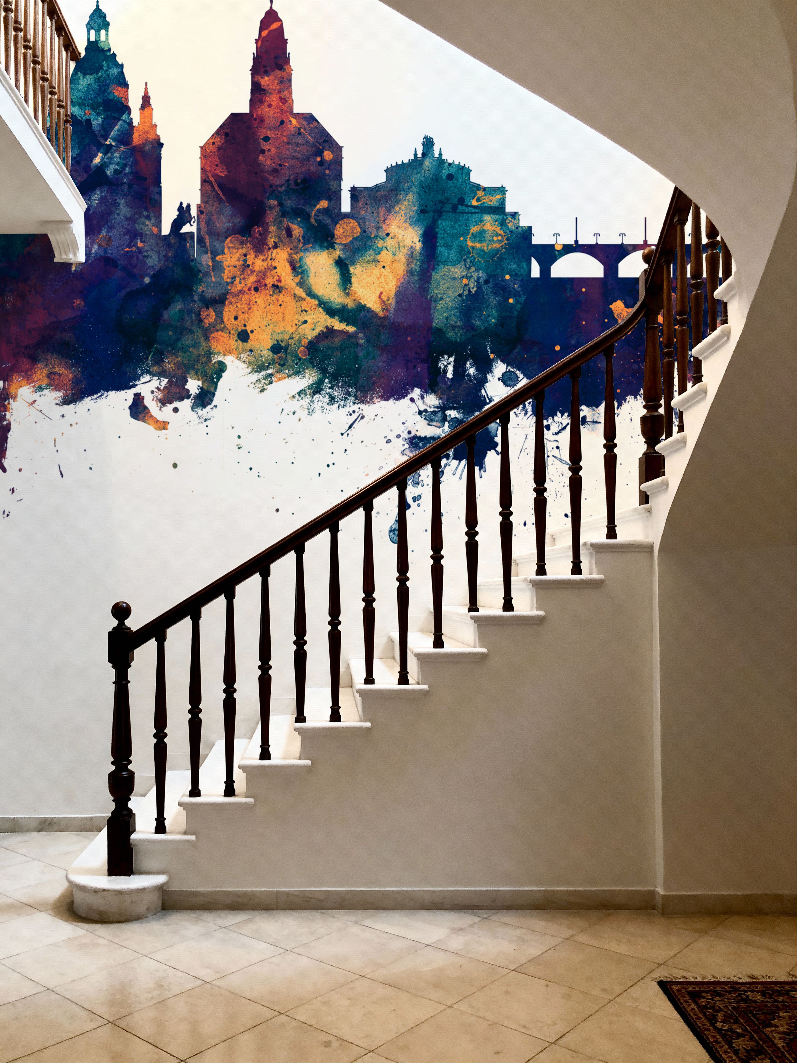 Dresden Germany Skyline Blue & Bronze