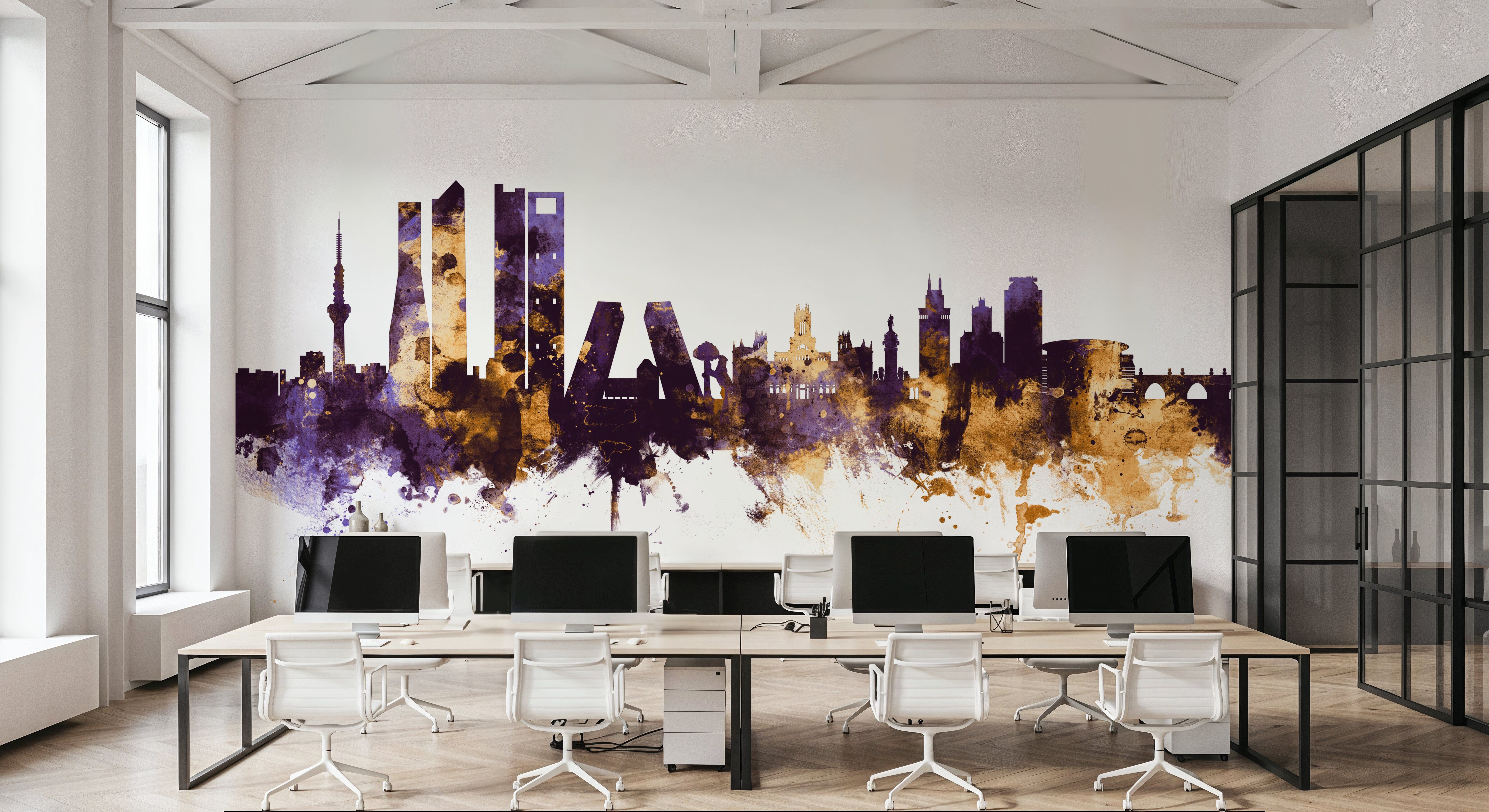 Madrid Skyline Purple & Gold