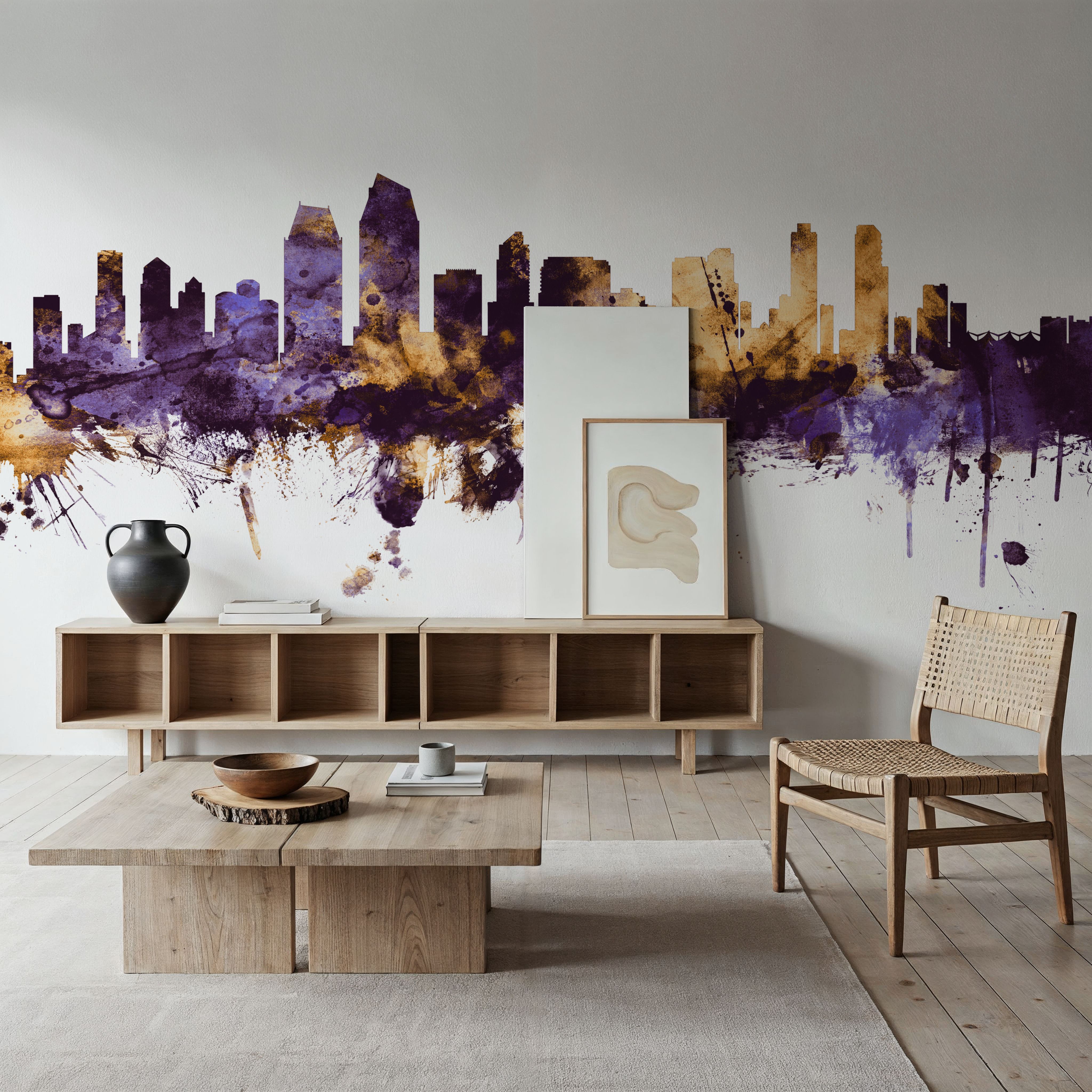 San Diego California Skyline Purple & Gold