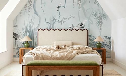 Painted Herons Scenery, Mineral Green