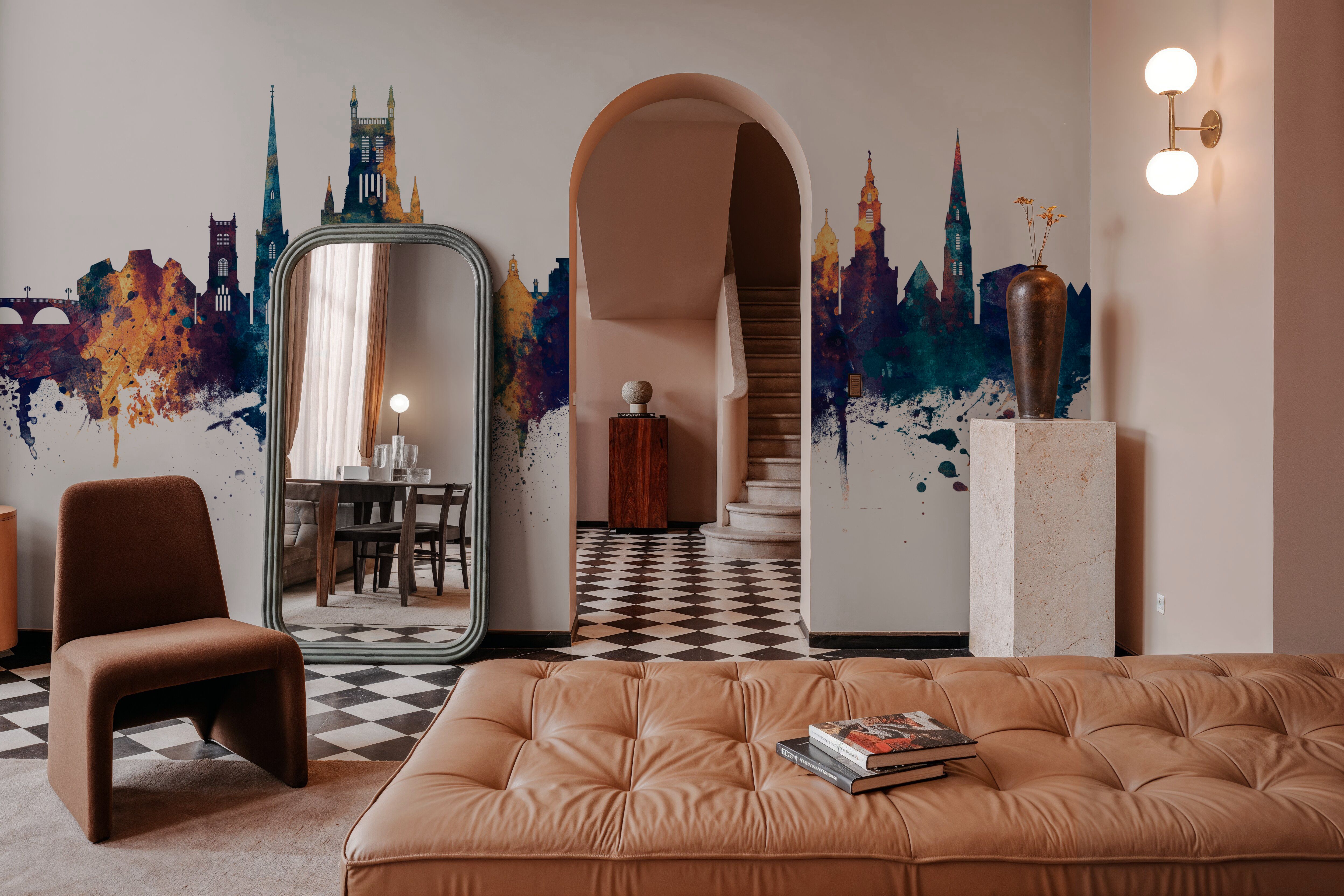 Worcester England Skyline Blue & Bronze