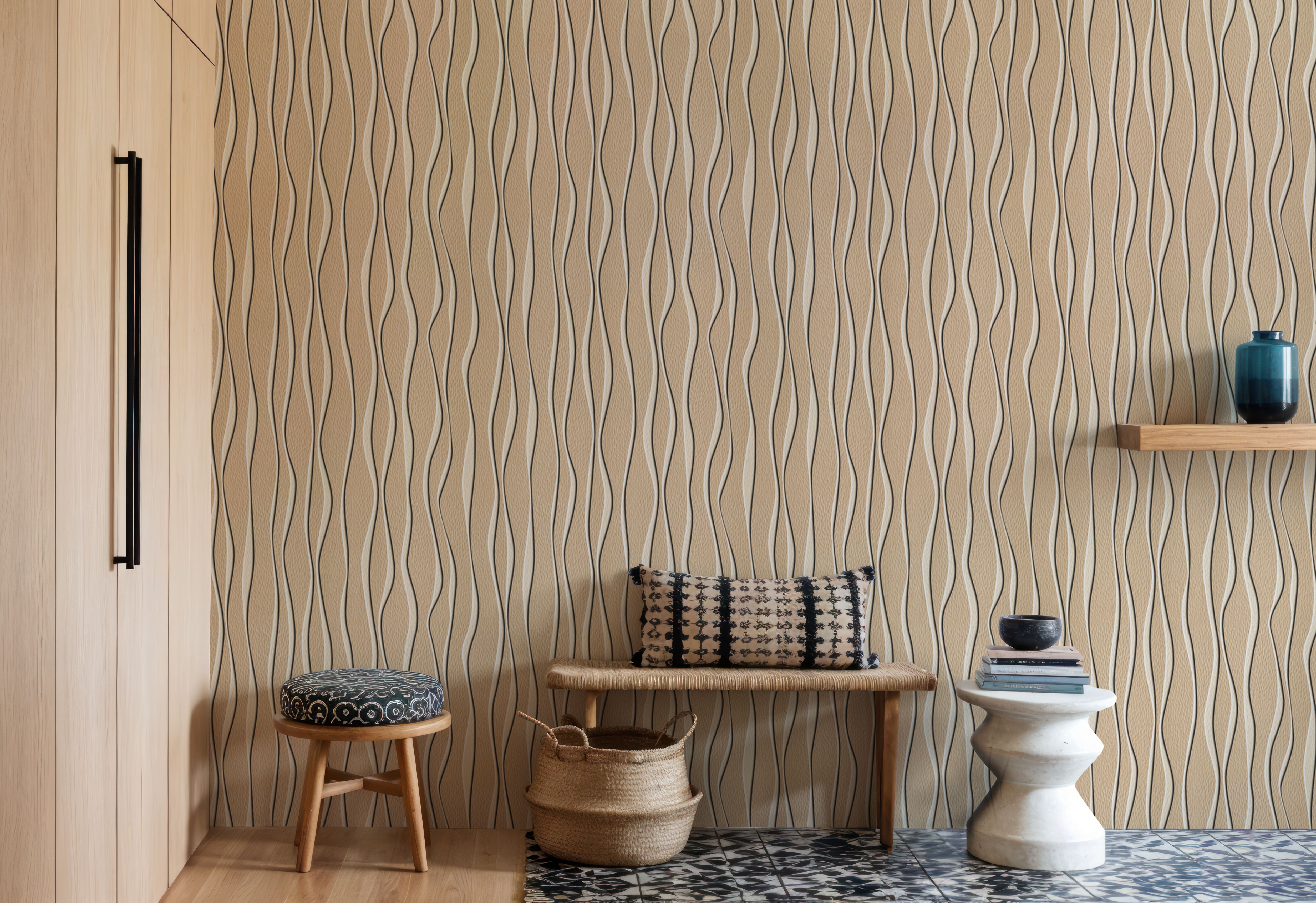 Swaying Lines, Warm Beige