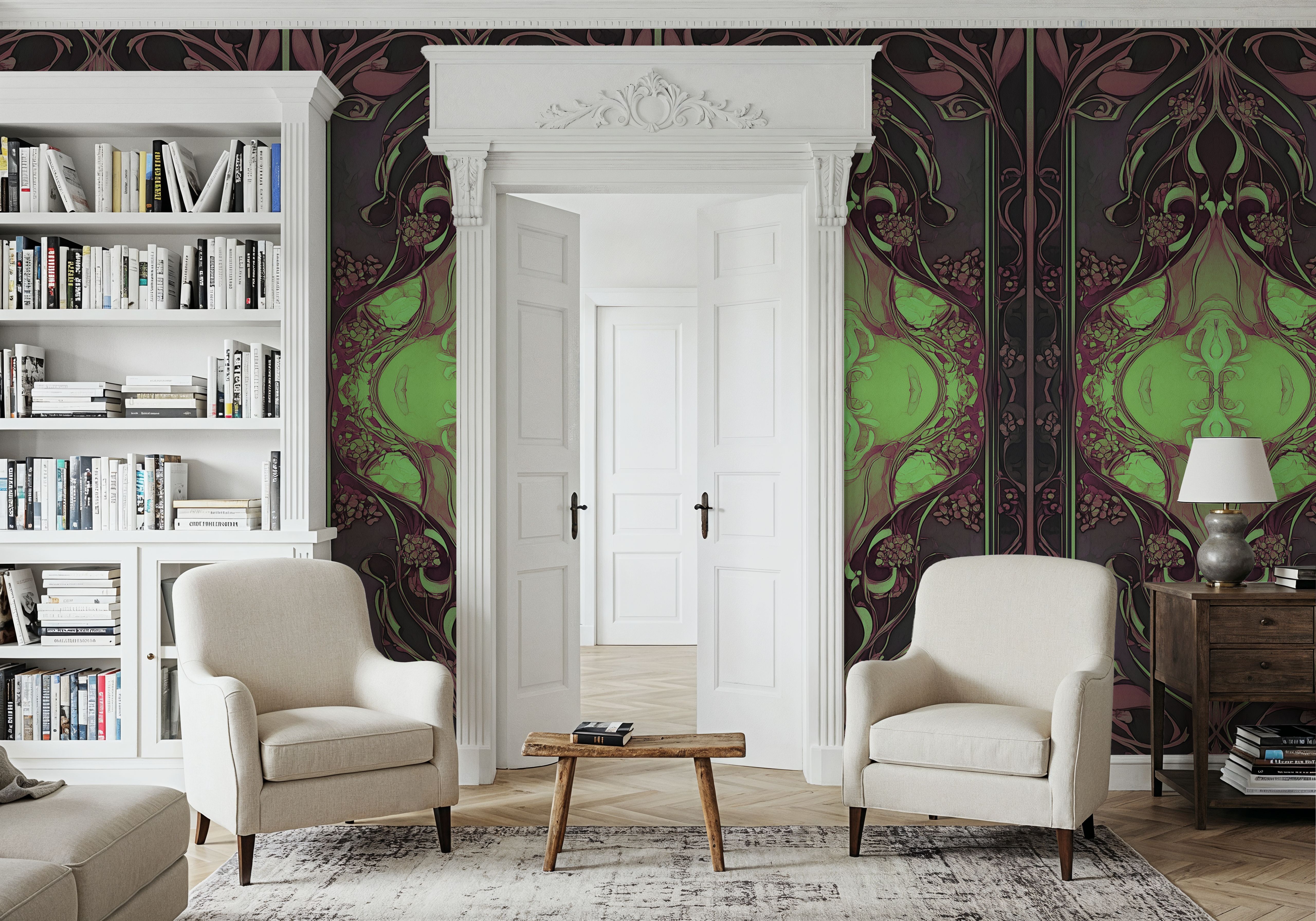 Art Noveau I Pinkgreen, Behang