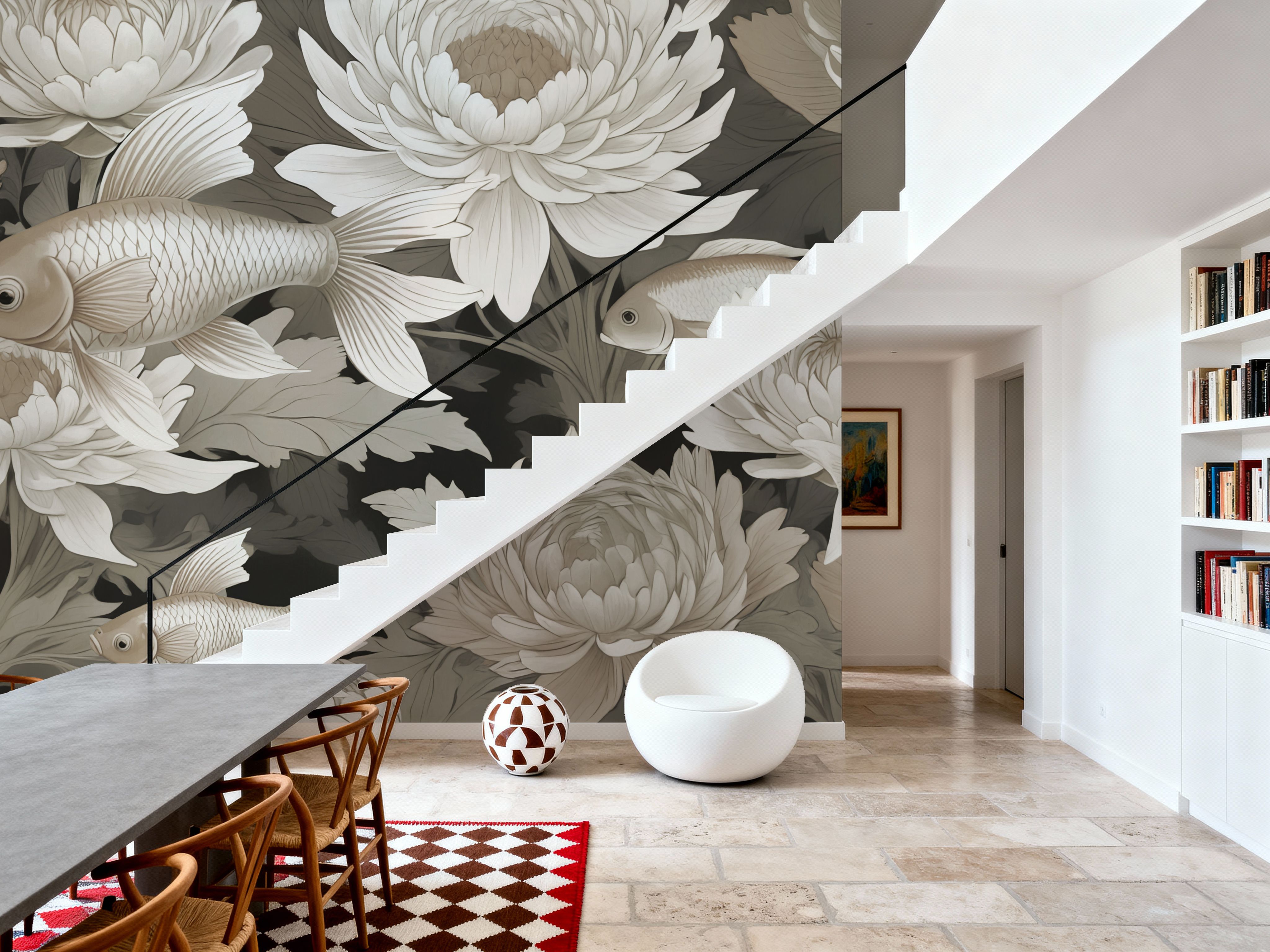 Dancing Fish, Khaki, Wallpaper