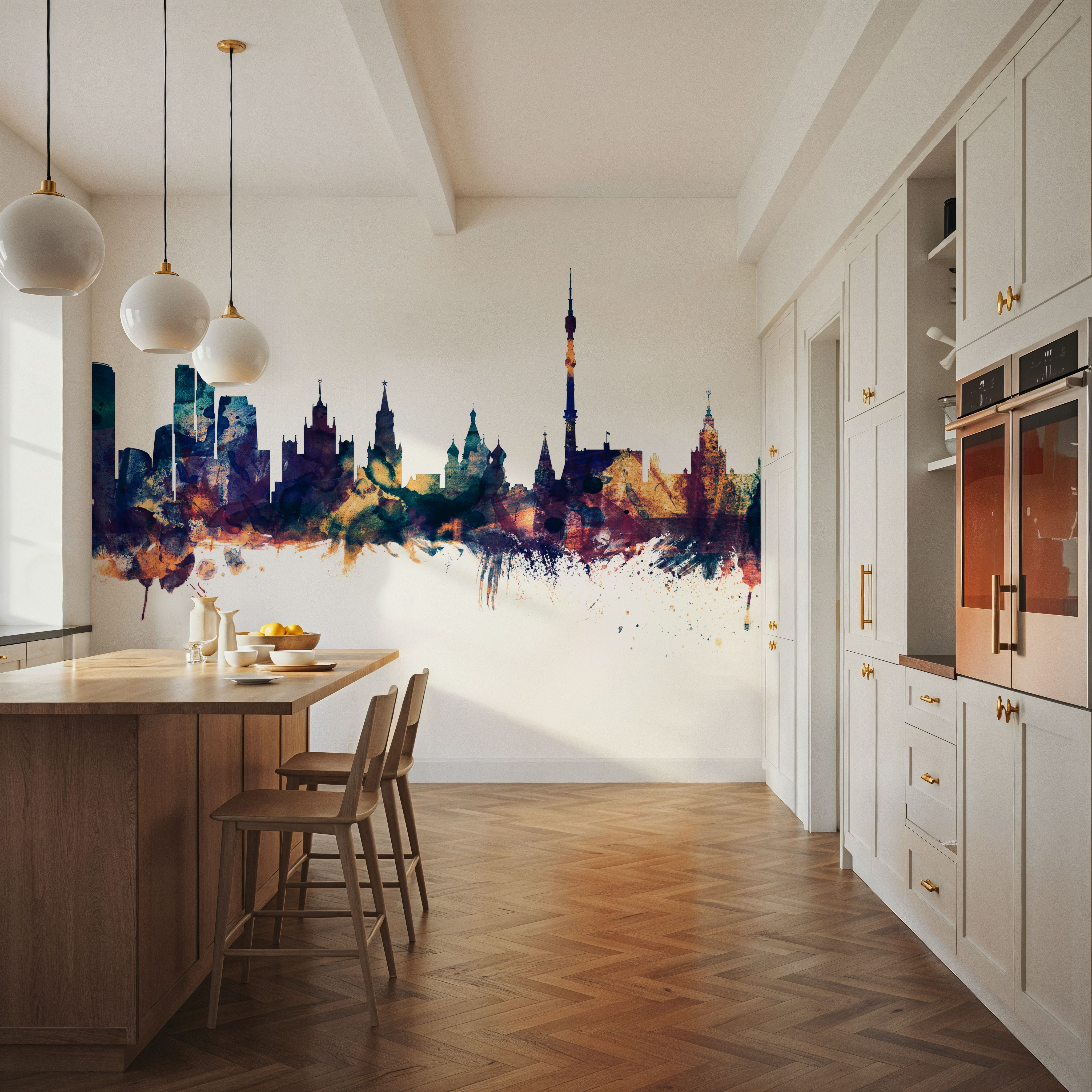 Moscow Russia Skyline Blue & Bronze